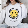 Happy Mind Happy Life Mental Health Self Love Soft Cotton Blend Cozy Everyday Positive Mindset Sweatshirt