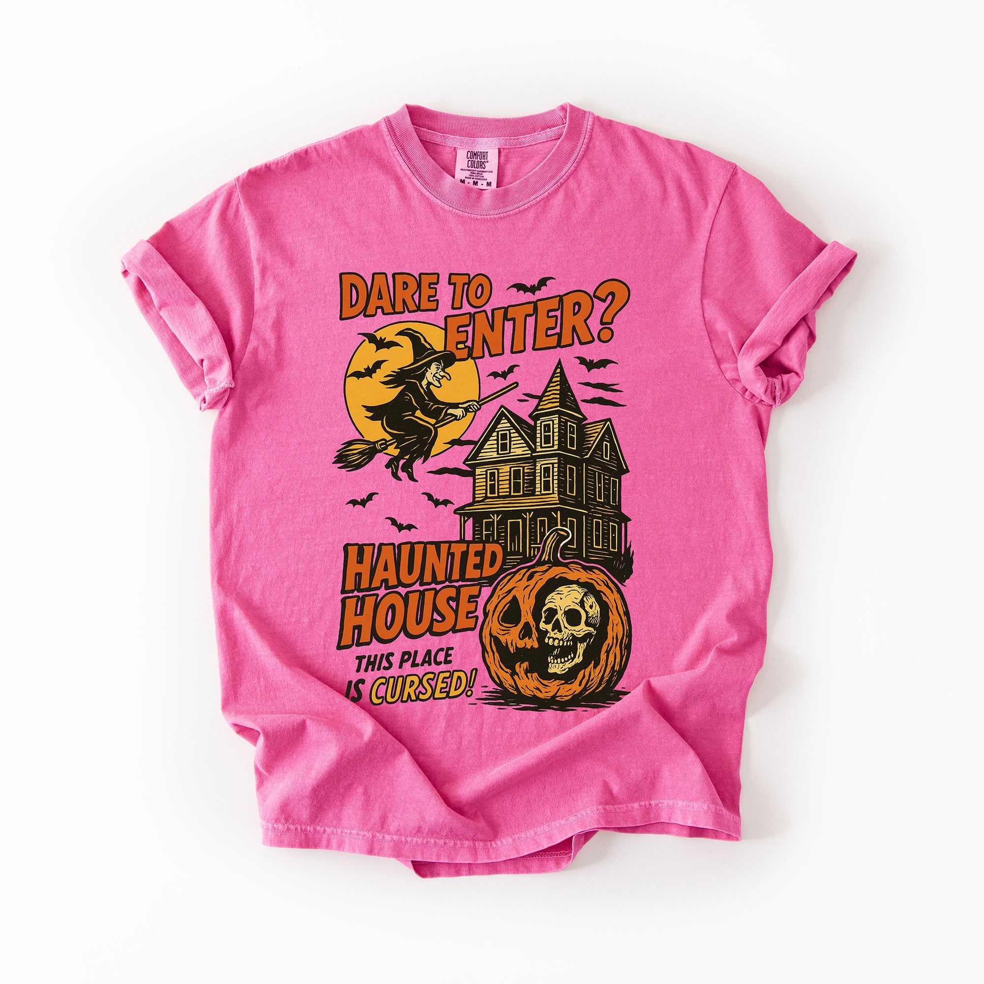 Haunted House Halloween Retro Spooky Witch Nightscape Limited Edition Collection Comfort Colors Tee