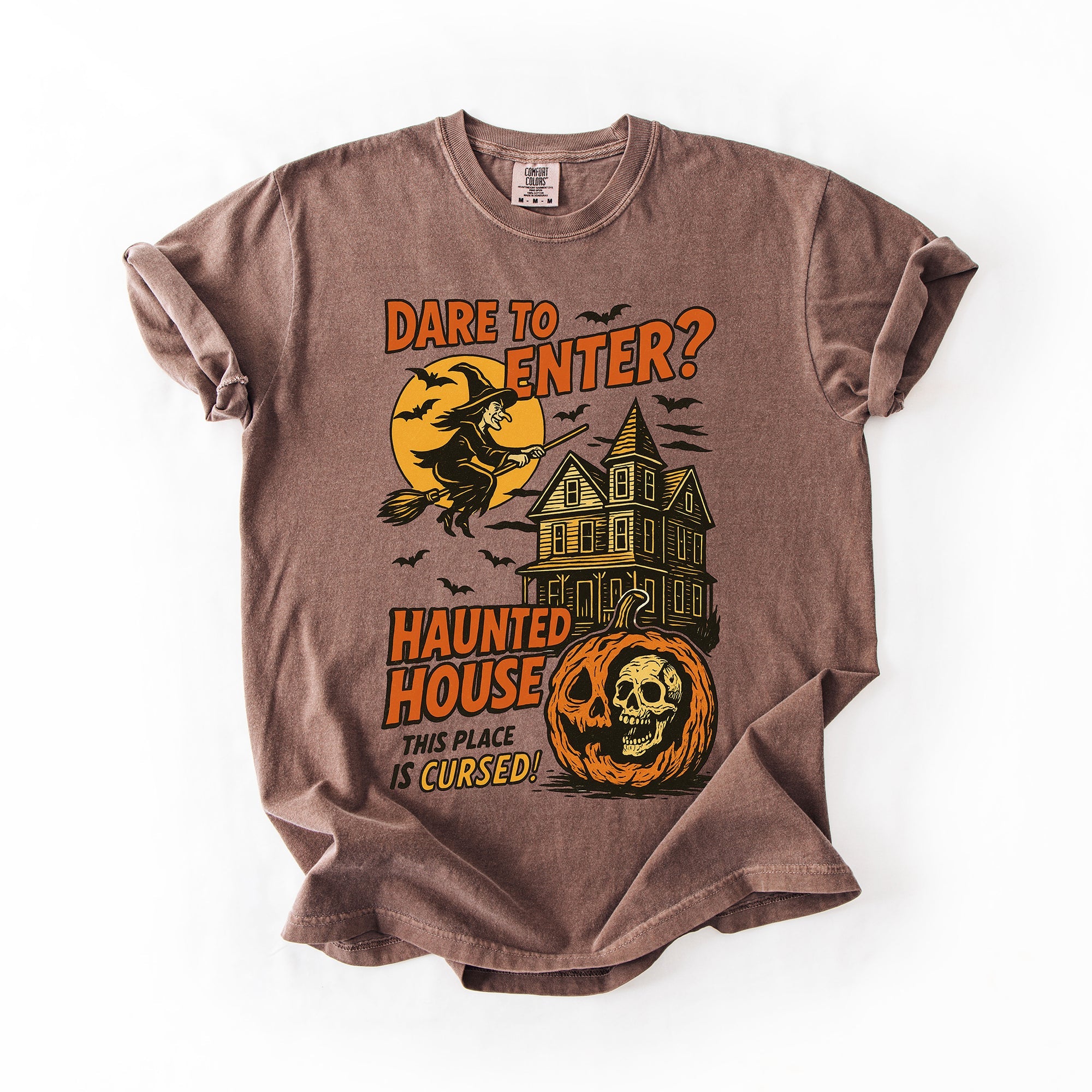 Haunted House Halloween Retro Spooky Witch Nightscape Limited Edition Collection Comfort Colors Tee