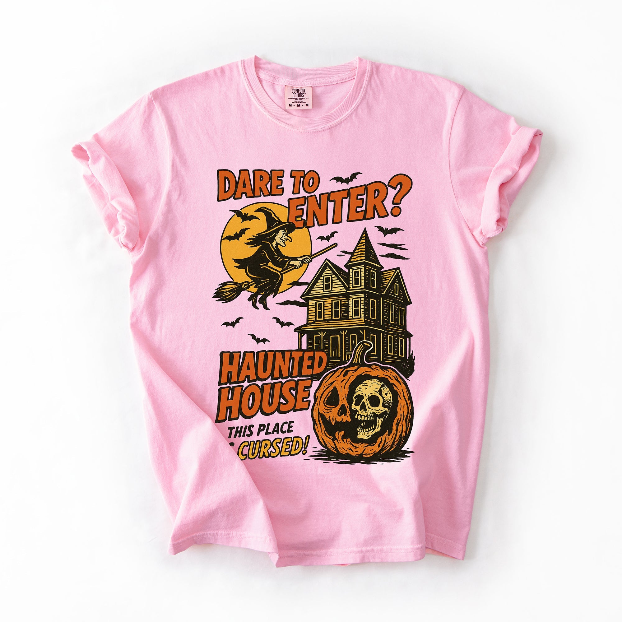 Haunted House Halloween Retro Spooky Witch Nightscape Limited Edition Collection Comfort Colors Tee