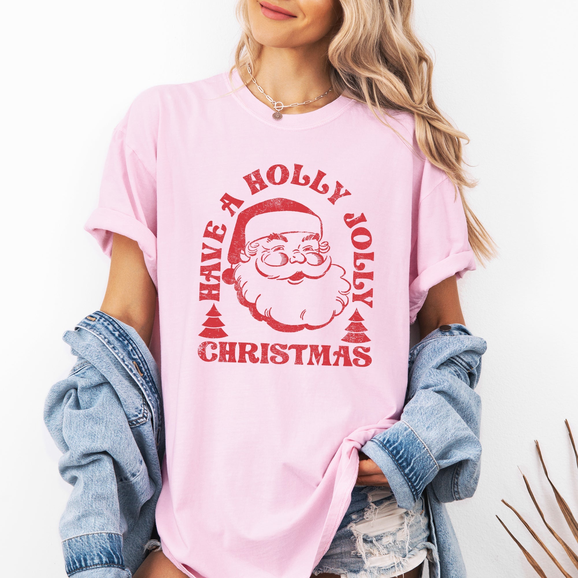 Have A Holly Jolly Christmas Holiday Classic Retro Santa Winter Xmas Comfort Colors Tee
