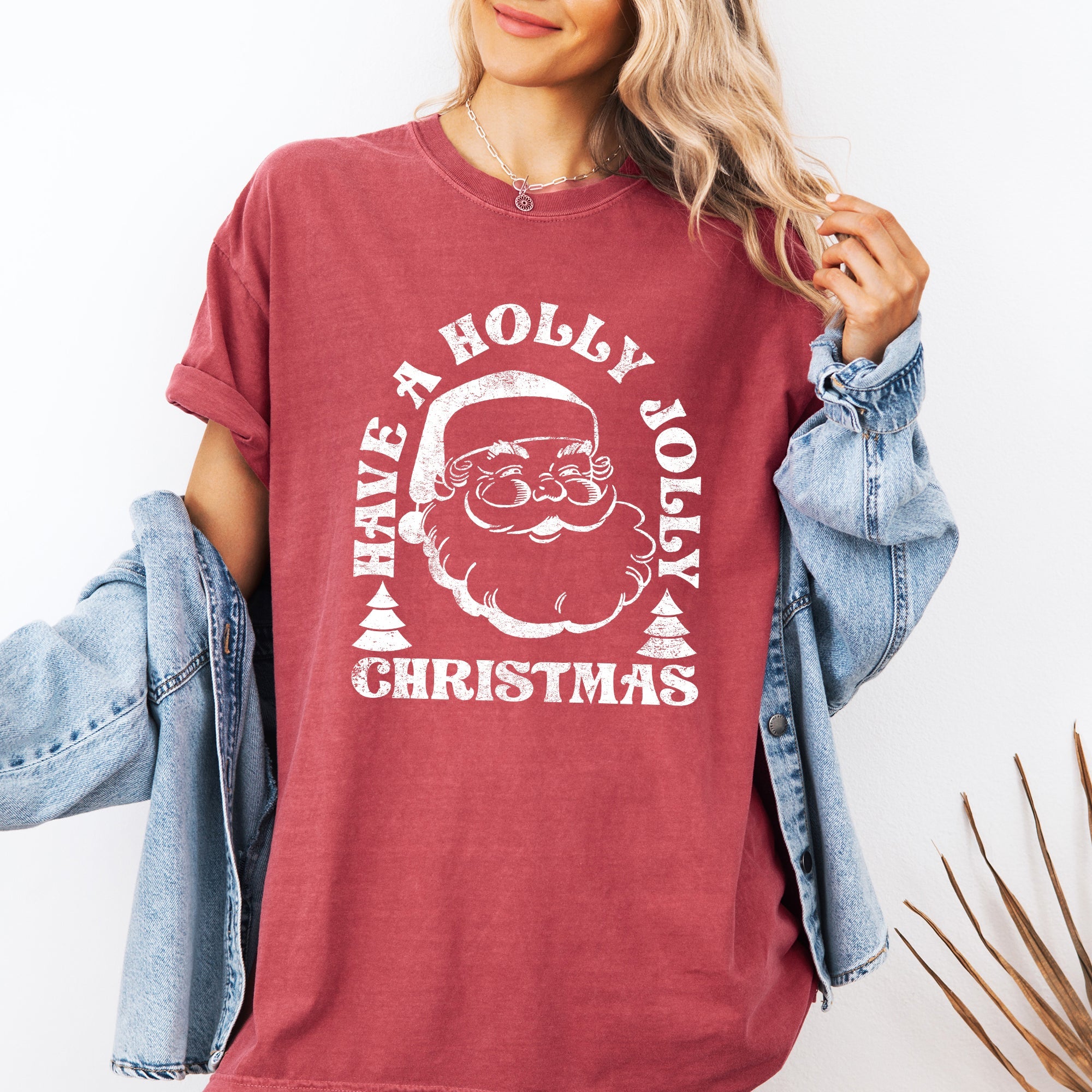 Have A Holly Jolly Christmas Holiday Classic Retro Santa Winter Xmas Comfort Colors Tee