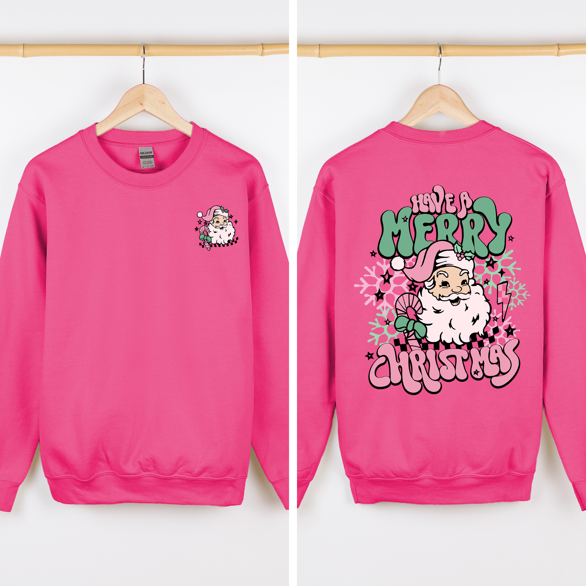 Have A Merry Christmas Retro Santa Front And Back Print Vintage Inspired Graphic Sweatshirt