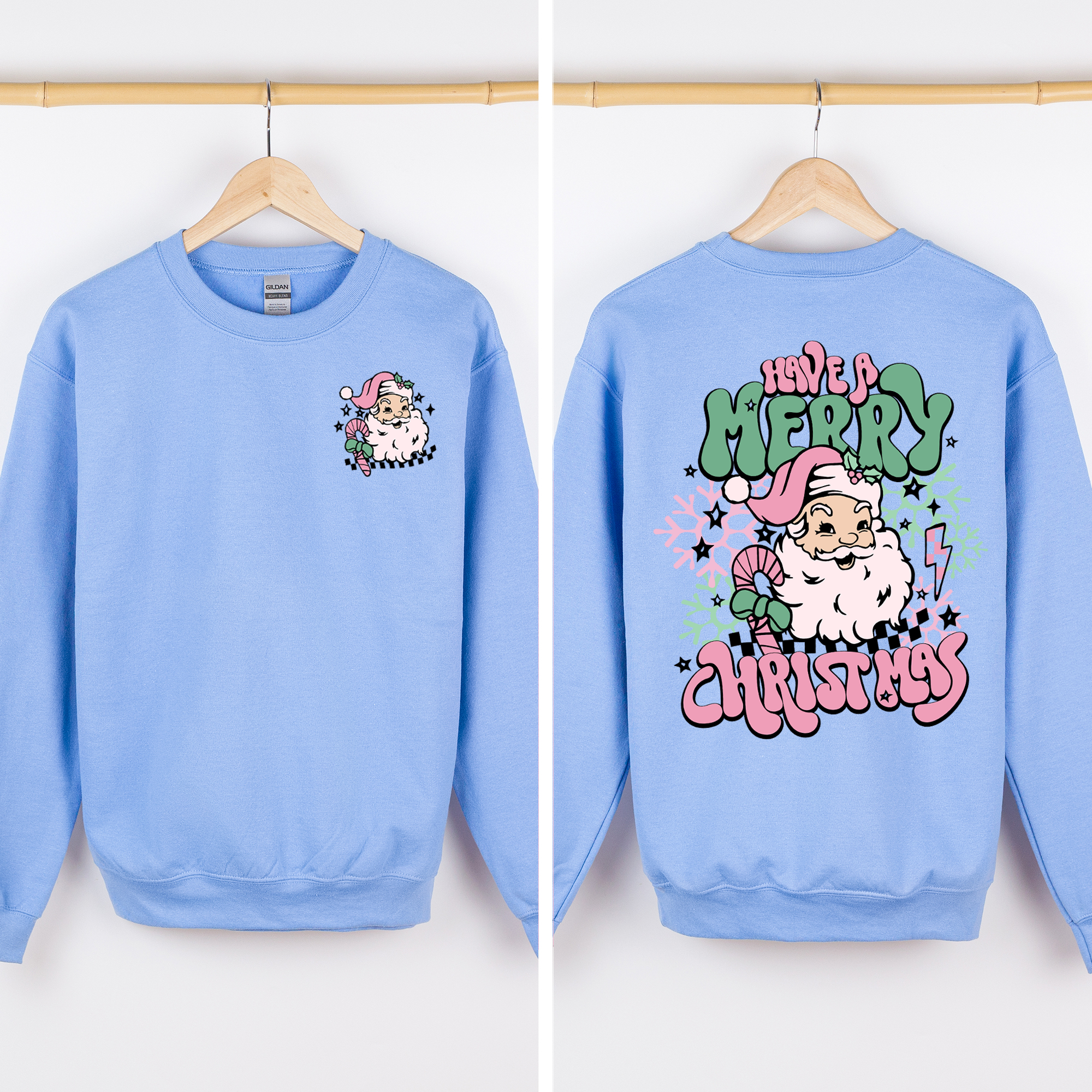 Have A Merry Christmas Retro Santa Front And Back Print Vintage Inspired Graphic Sweatshirt