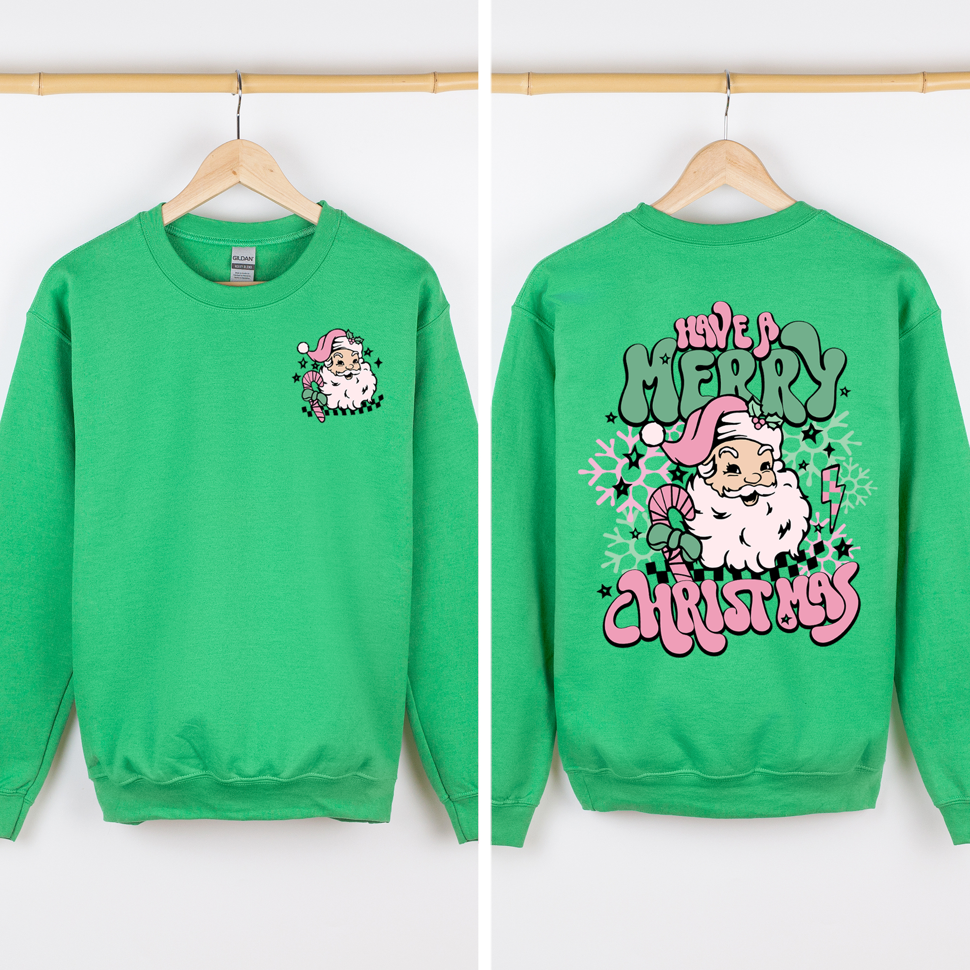 Have A Merry Christmas Retro Santa Front And Back Print Vintage Inspired Graphic Sweatshirt