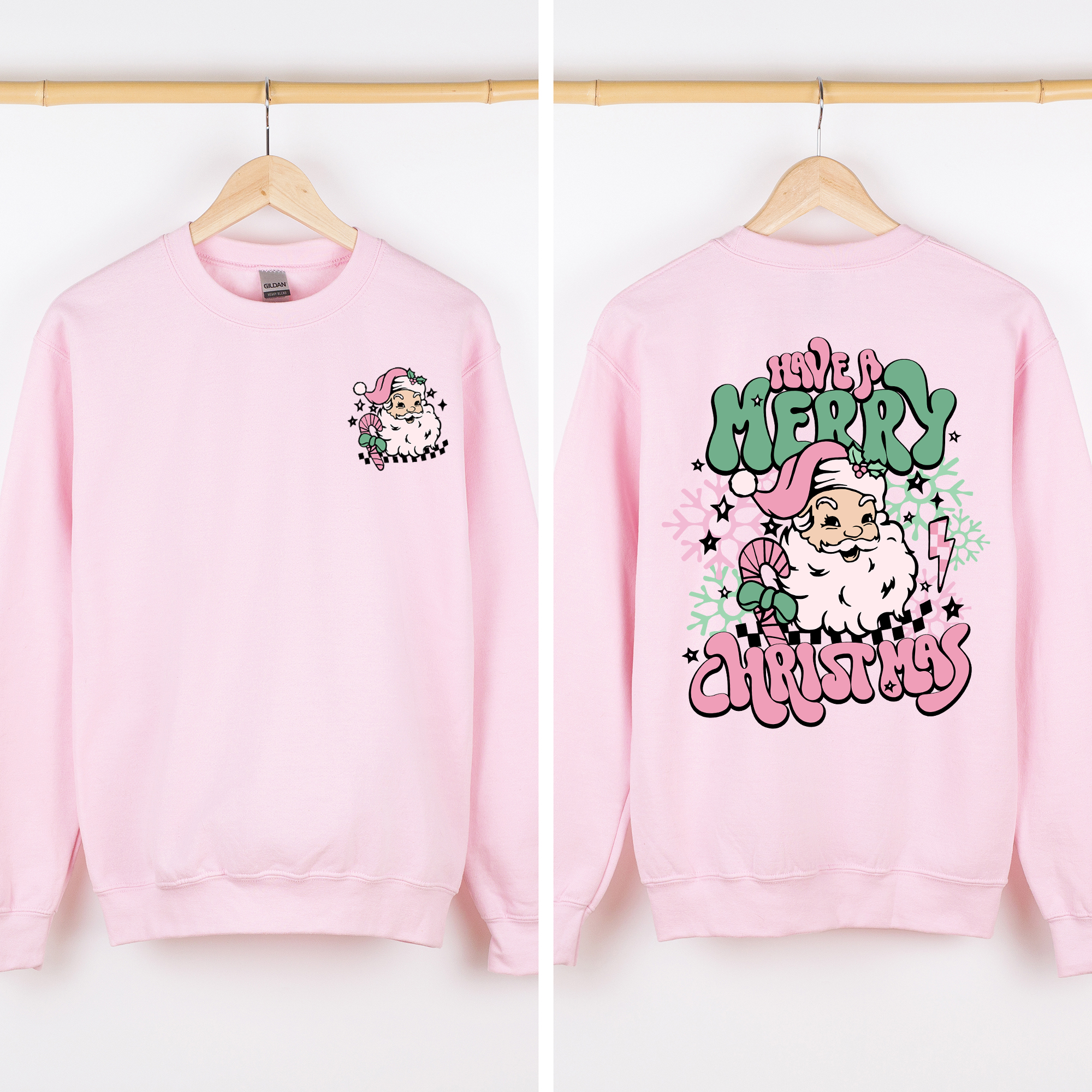 Have A Merry Christmas Retro Santa Front And Back Print Vintage Inspired Graphic Sweatshirt