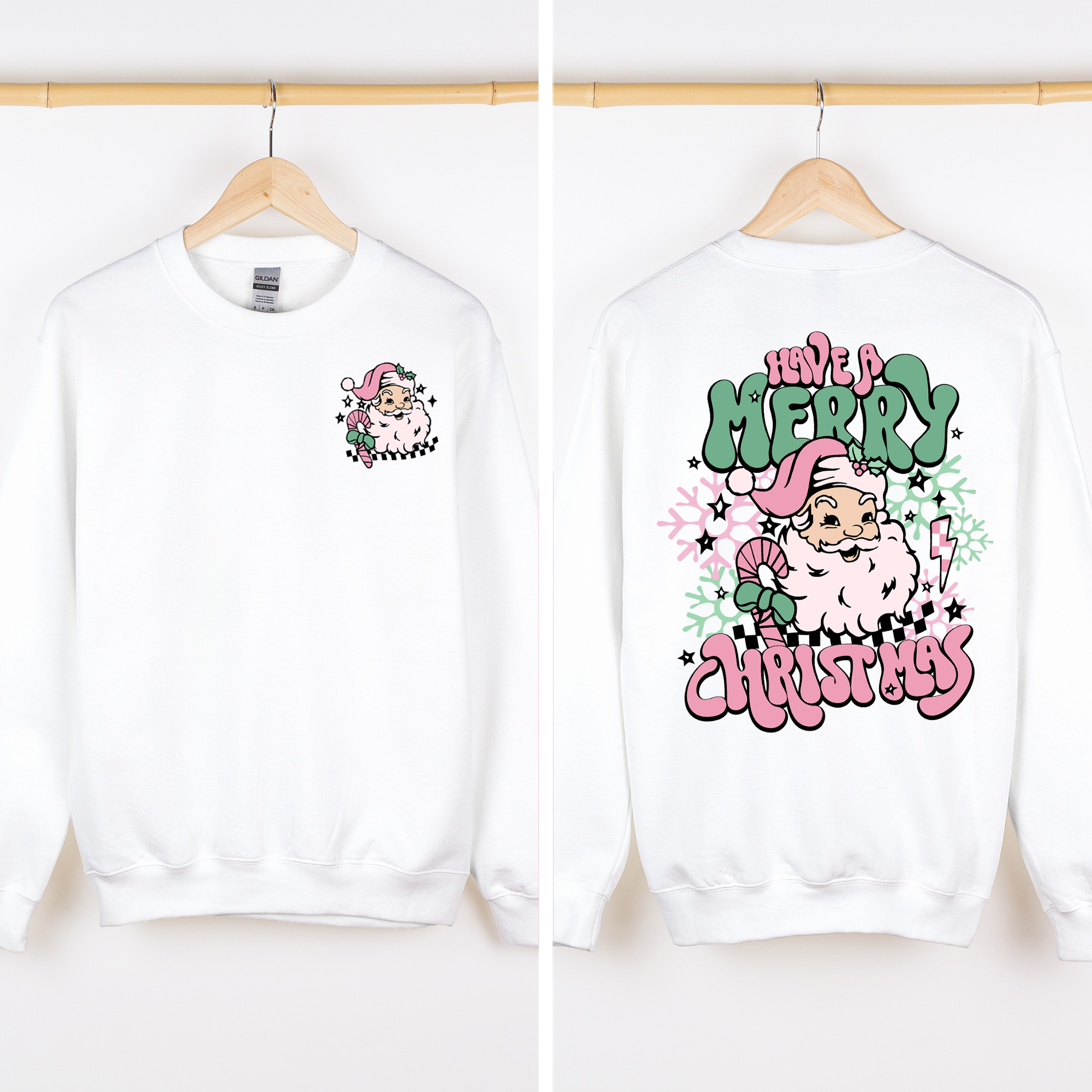 Have A Merry Christmas Retro Santa Front And Back Print Vintage Inspired Graphic Sweatshirt