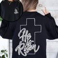 He Is Risen Faux Lace Girly Cross Coquette Christian Jesus Gospel Faith Saved Sweatshirt