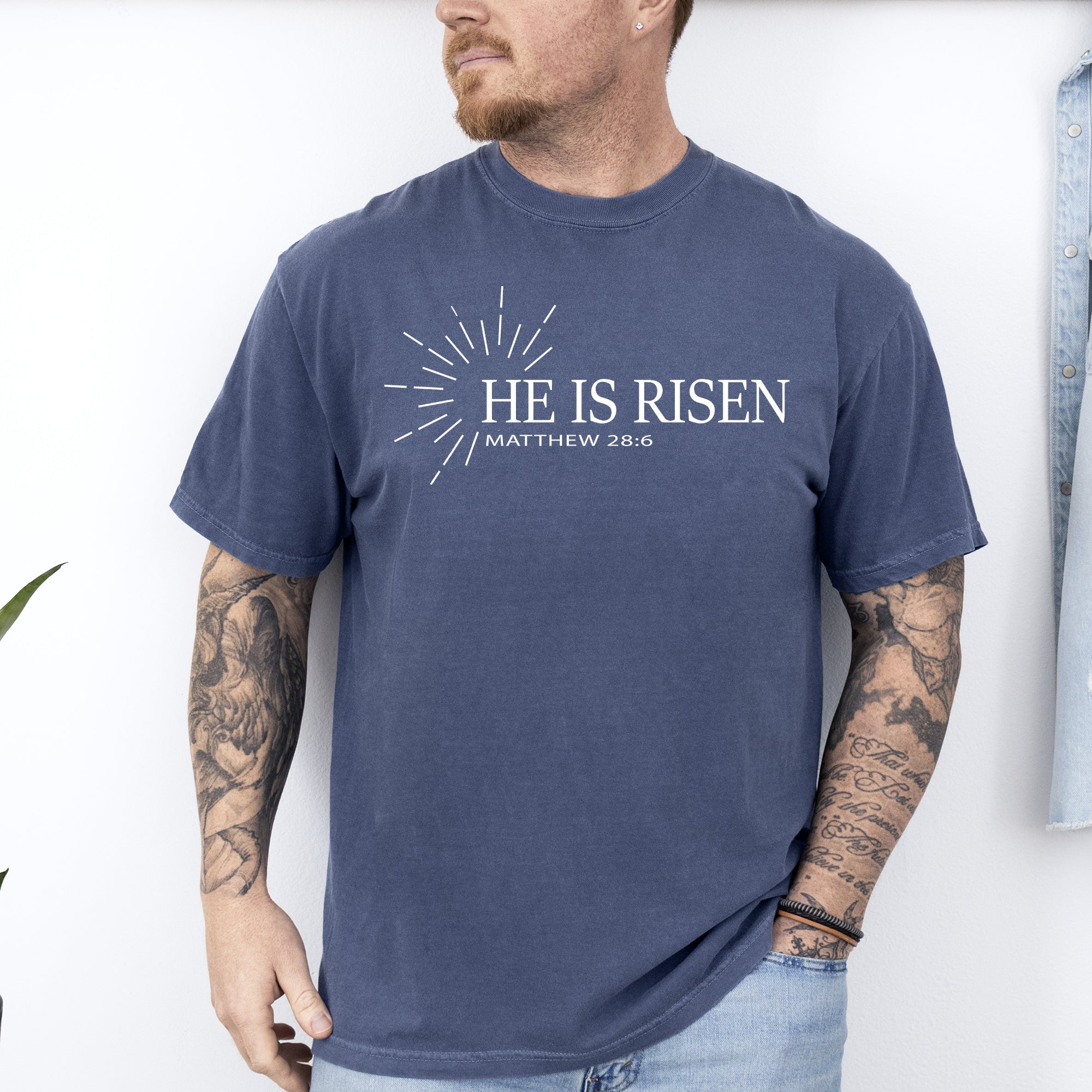He Is Risen Matthew Christian Jesus Gospel Faith Saved Bible Verse Comfort Colors Tee