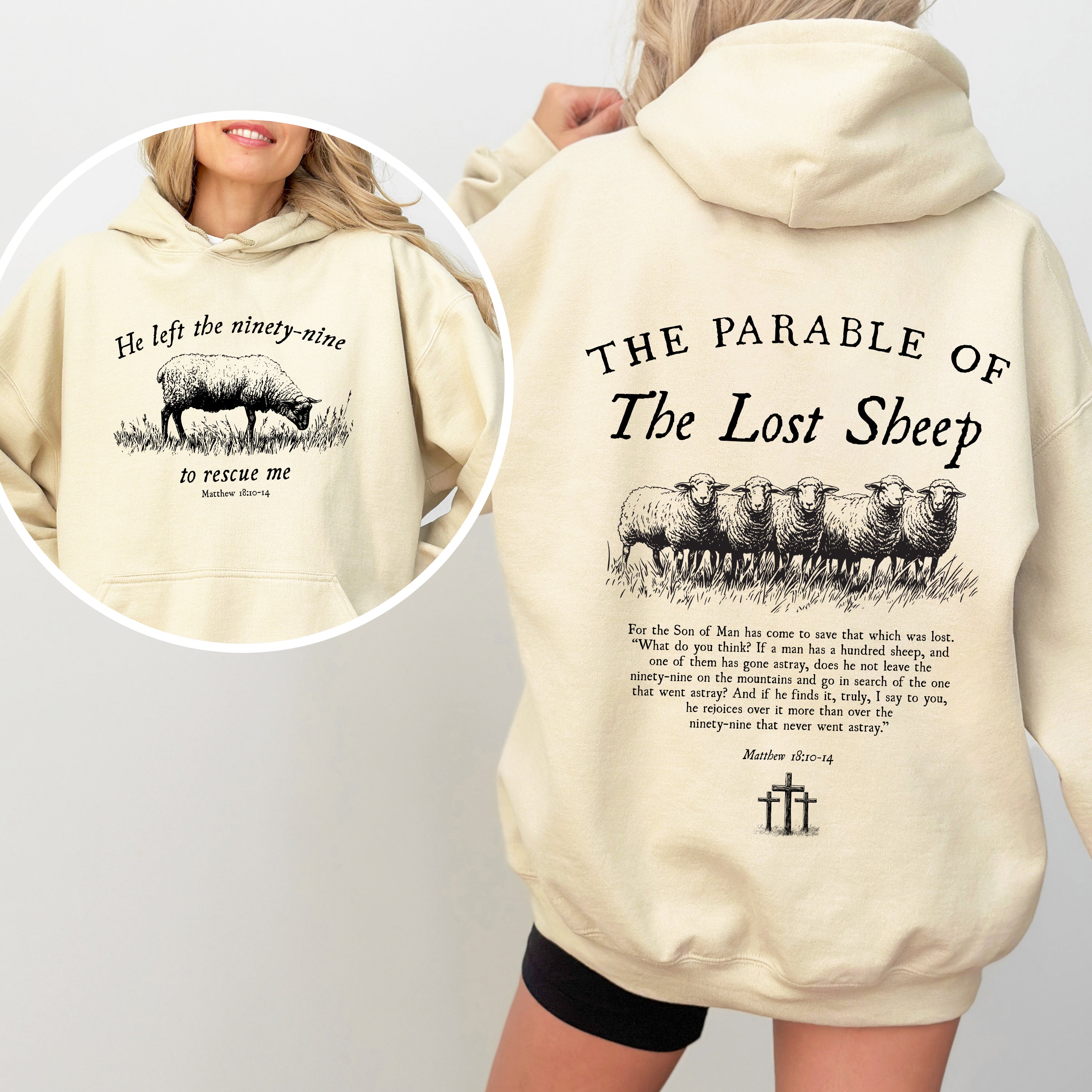 He Left The Ninety Nine To Rescue Me 99 Sheep Bible Verse Christian Faith Hoodie