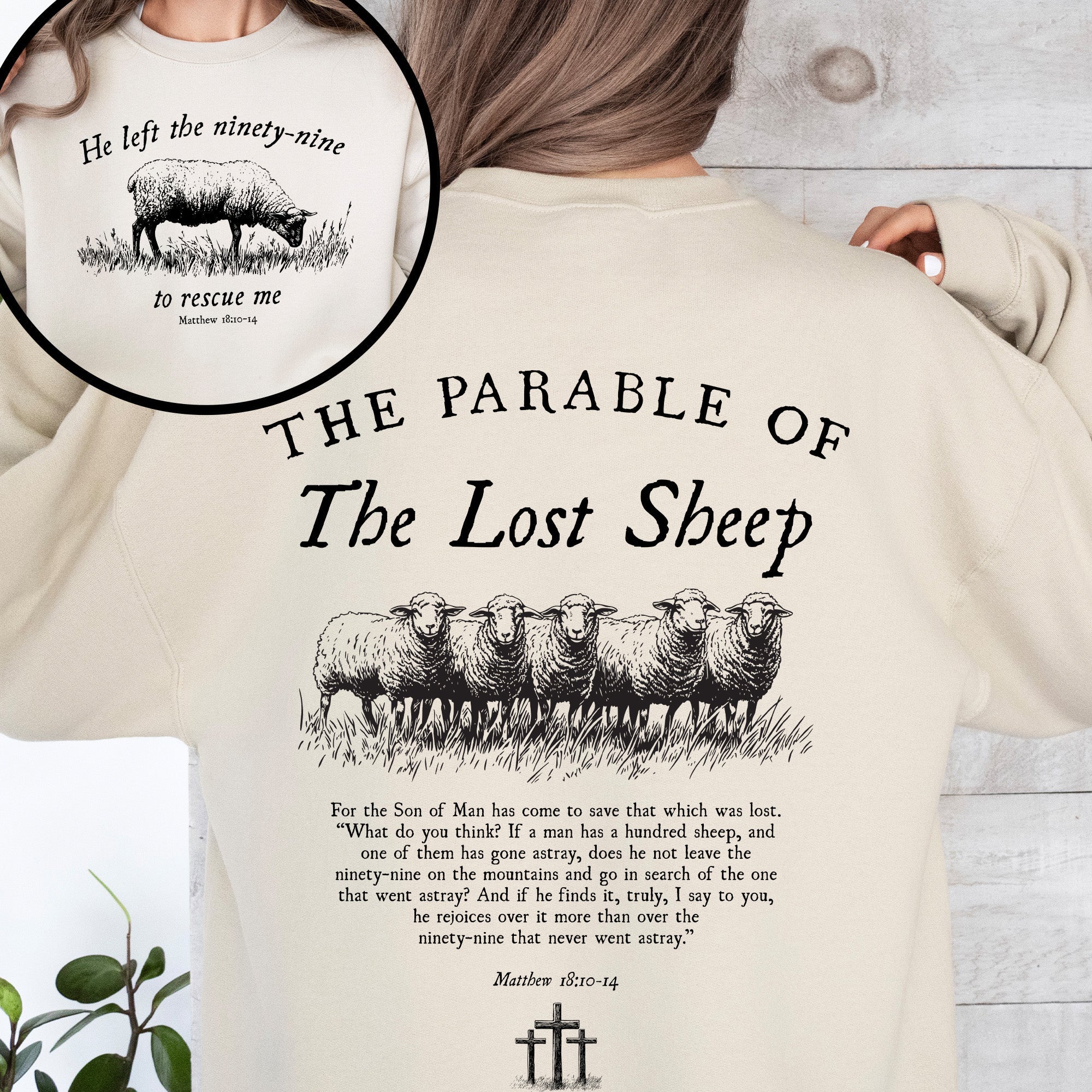 He Left The Ninety Nine To Rescue Me 99 Sheep Religious Faith Bible Christian Sweatshirt