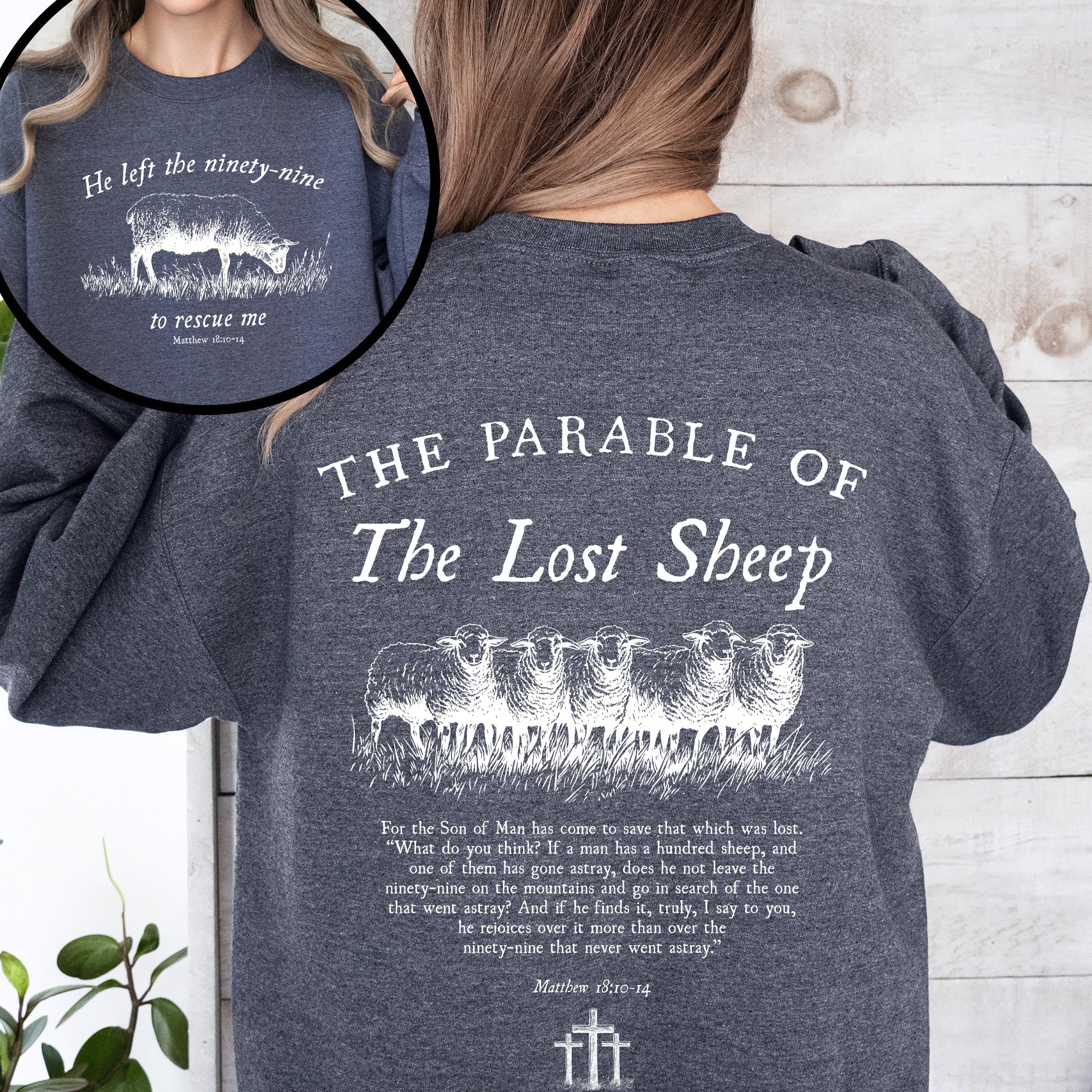 He Left The Ninety Nine To Rescue Me 99 Sheep Religious Faith Bible Christian Sweatshirt