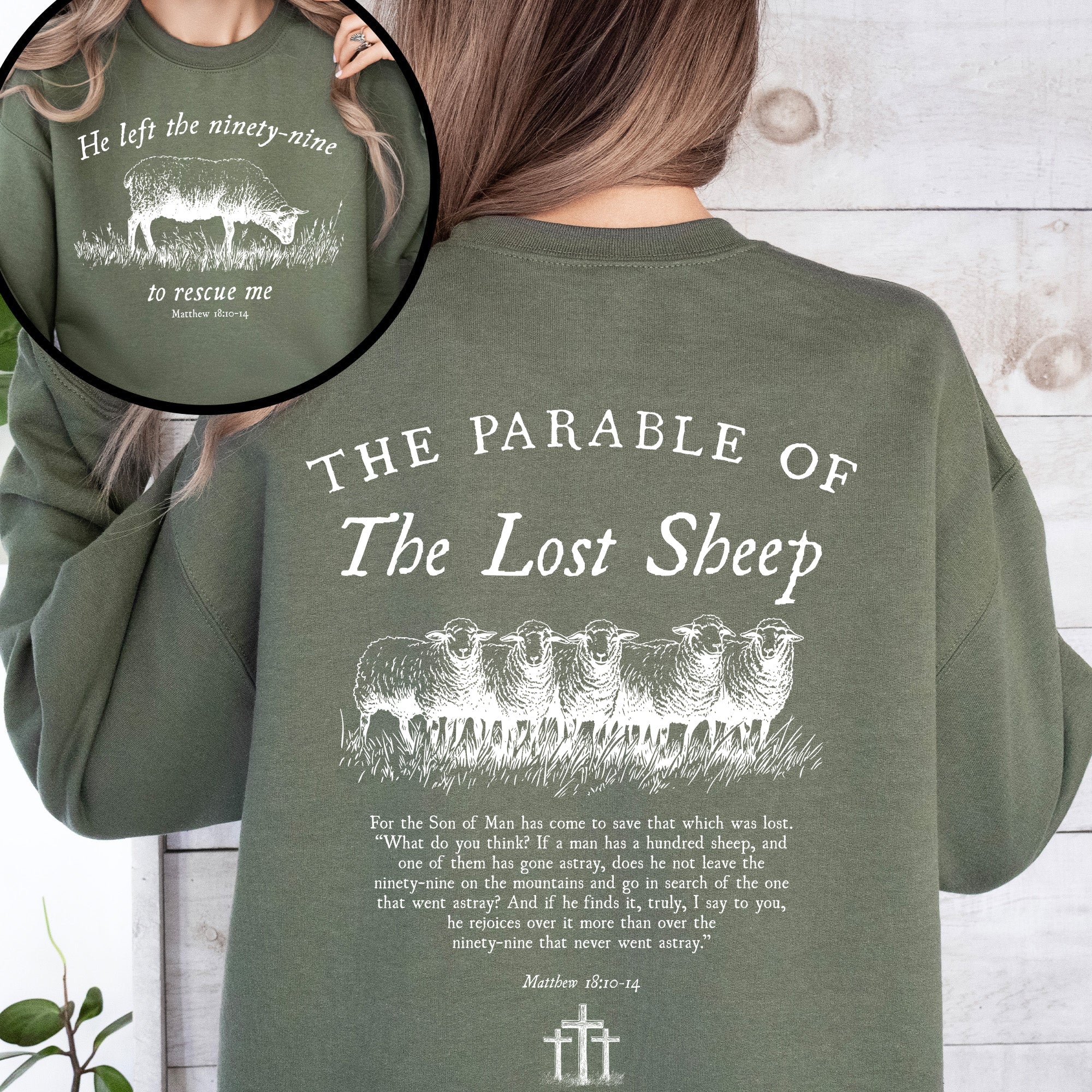 He Left The Ninety Nine To Rescue Me 99 Sheep Religious Faith Bible Christian Sweatshirt