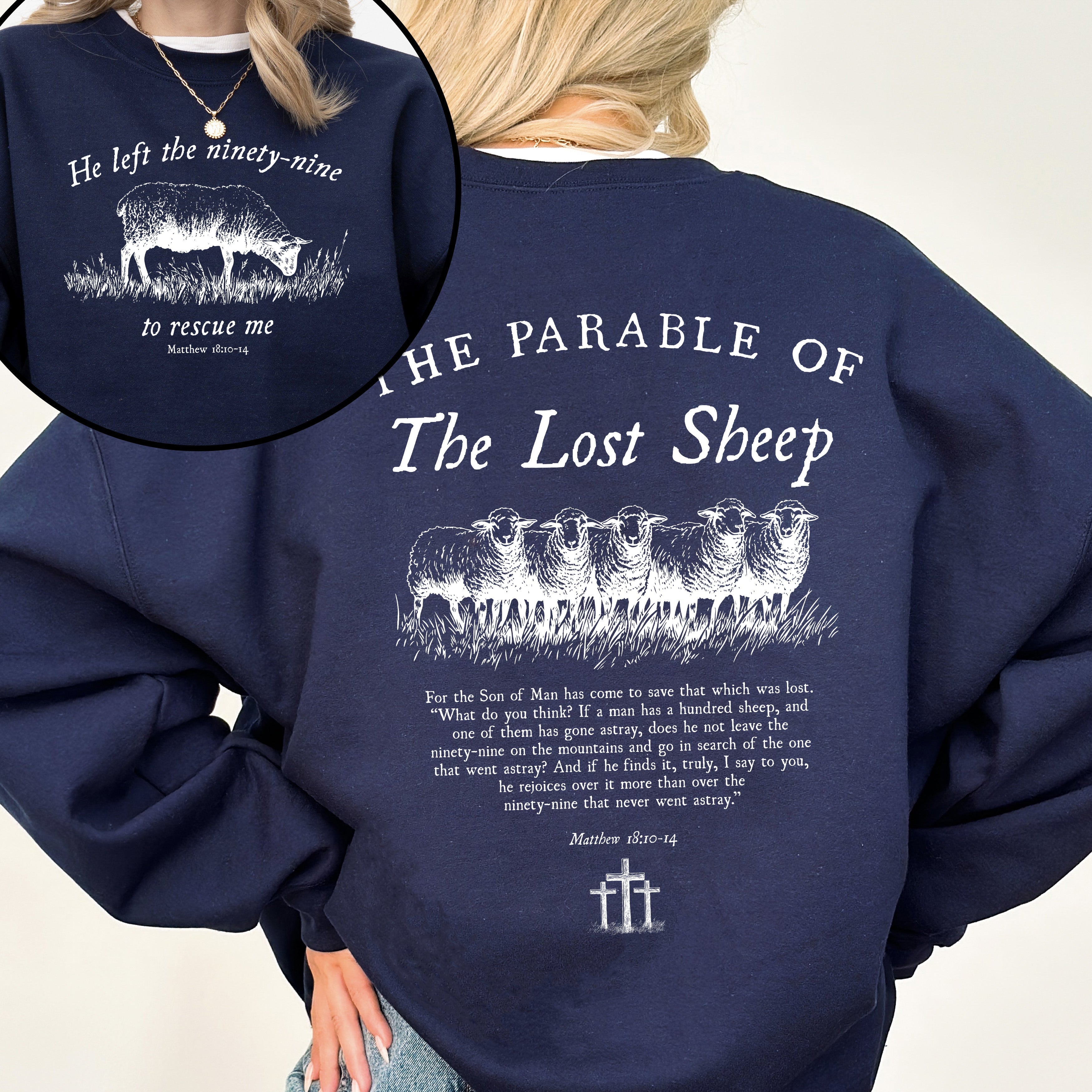 He Left The Ninety Nine To Rescue Me 99 Sheep Religious Faith Bible Christian Sweatshirt