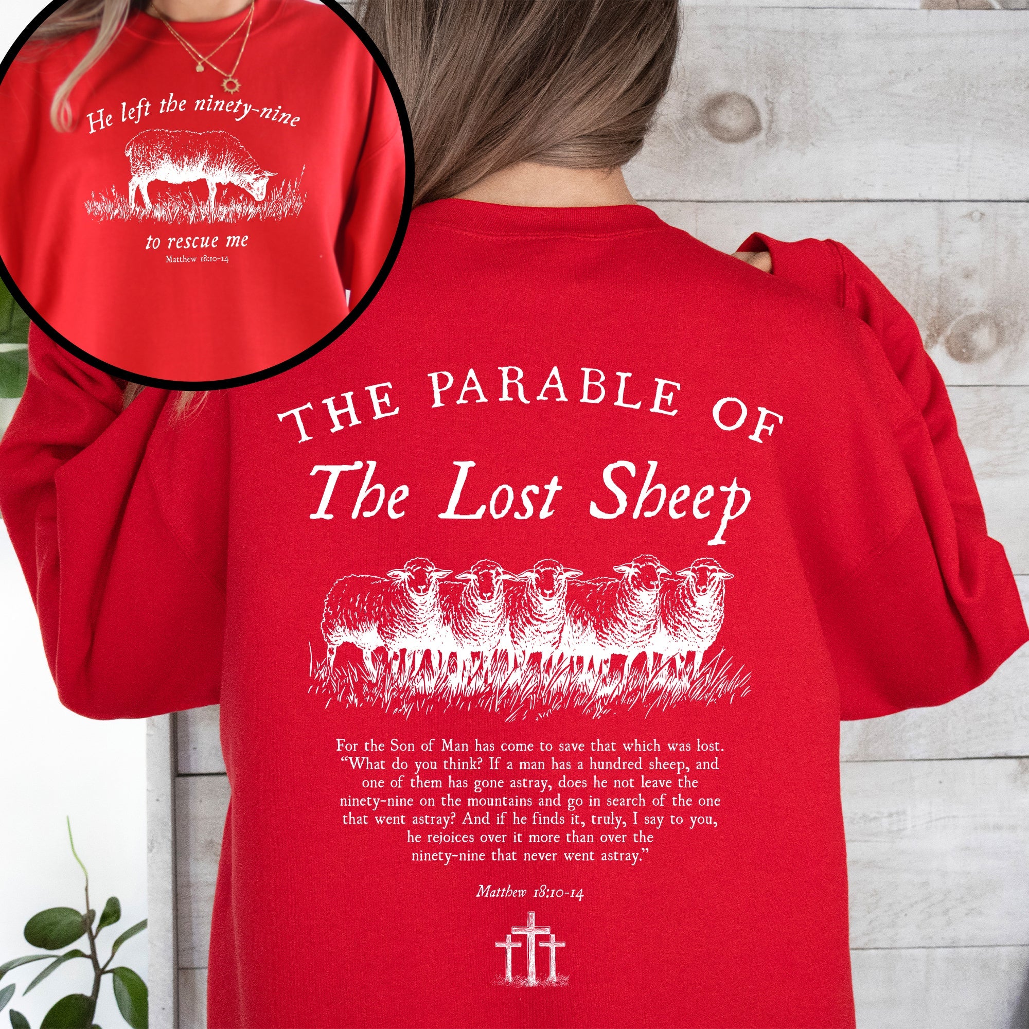 He Left The Ninety Nine To Rescue Me 99 Sheep Religious Faith Bible Christian Sweatshirt