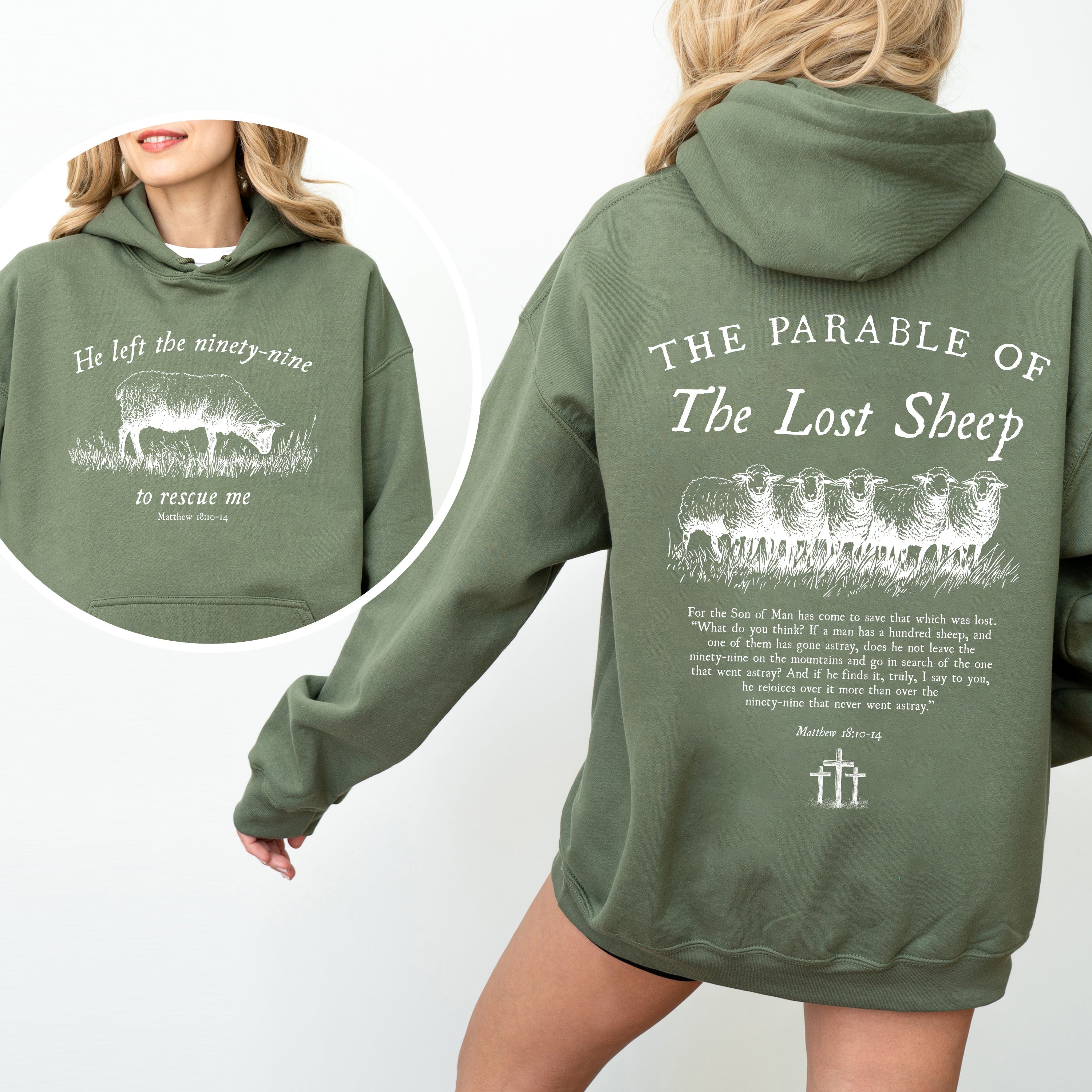He Left The Ninety Nine To Rescue Me 99 Sheep Bible Verse Christian Faith Hoodie
