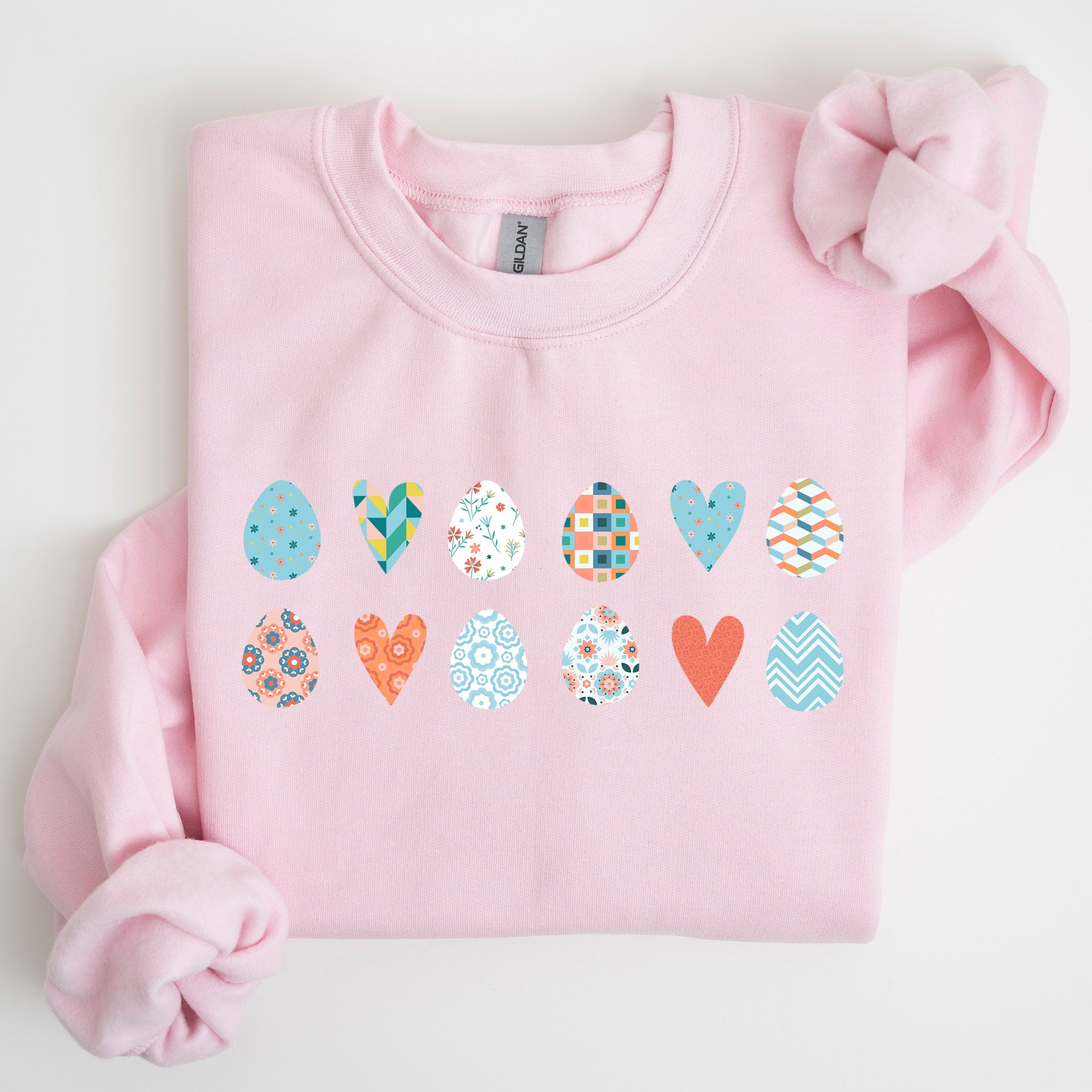 Hearts And Eggs Colorful Easter Whimsy Motif Celebration Edition Graphic Sweatshirt
