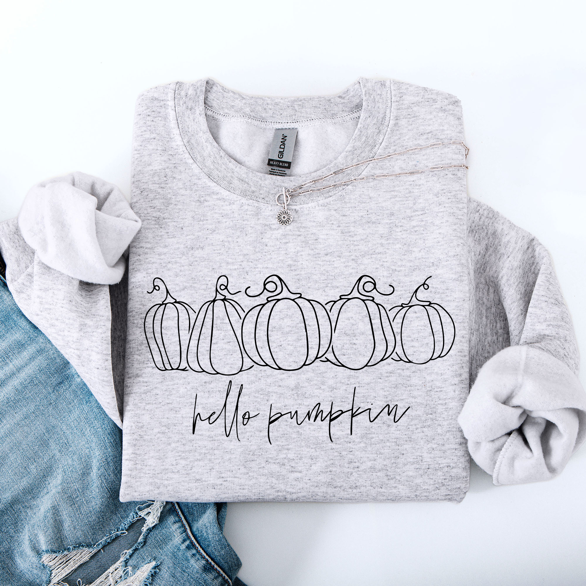 Hello Pumpkin Minimalist Thanksgiving Autumn Cozy Warm Soft Everyday Wear Stay Comfortable Sweatshirt