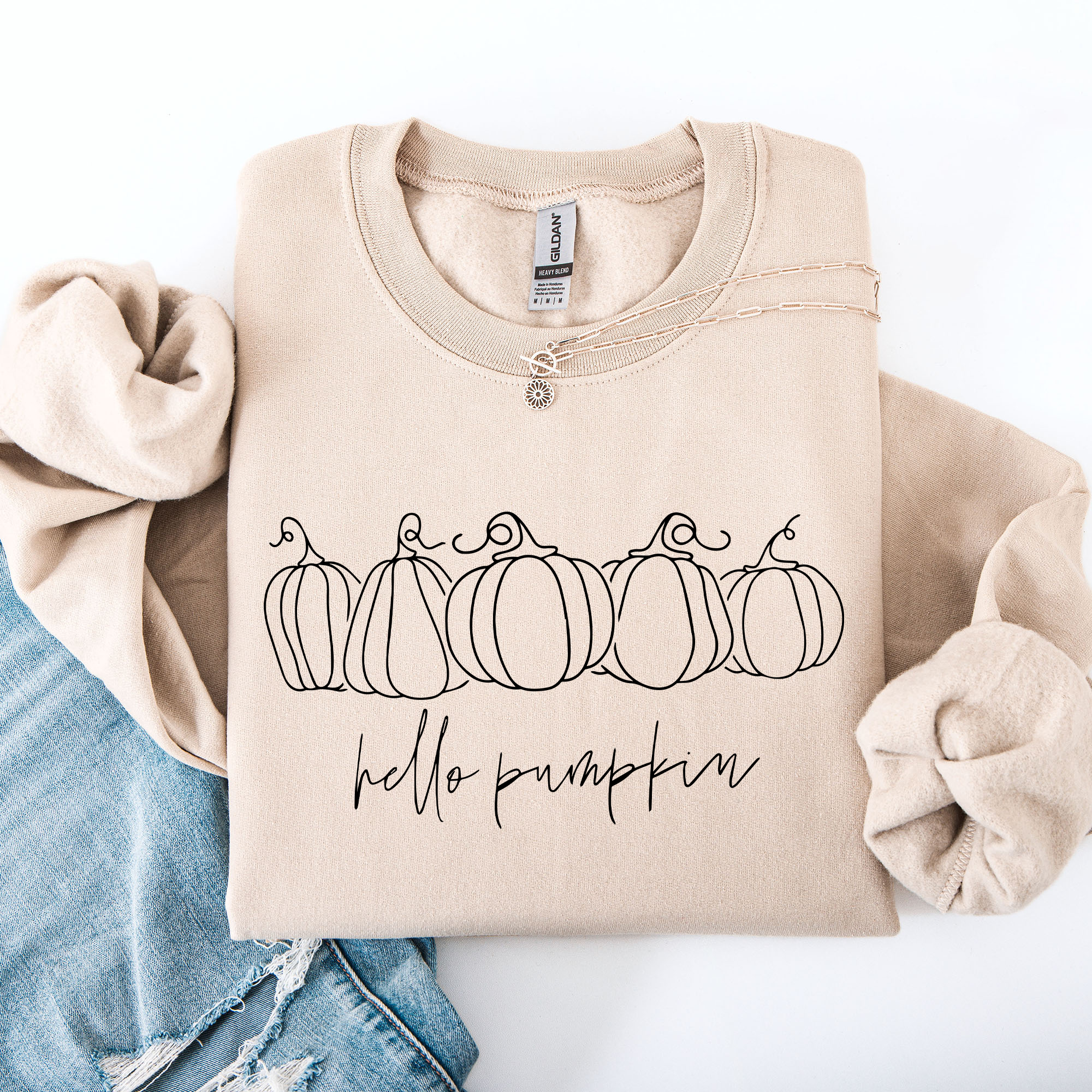 Hello Pumpkin Minimalist Thanksgiving Autumn Cozy Warm Soft Everyday Wear Stay Comfortable Sweatshirt
