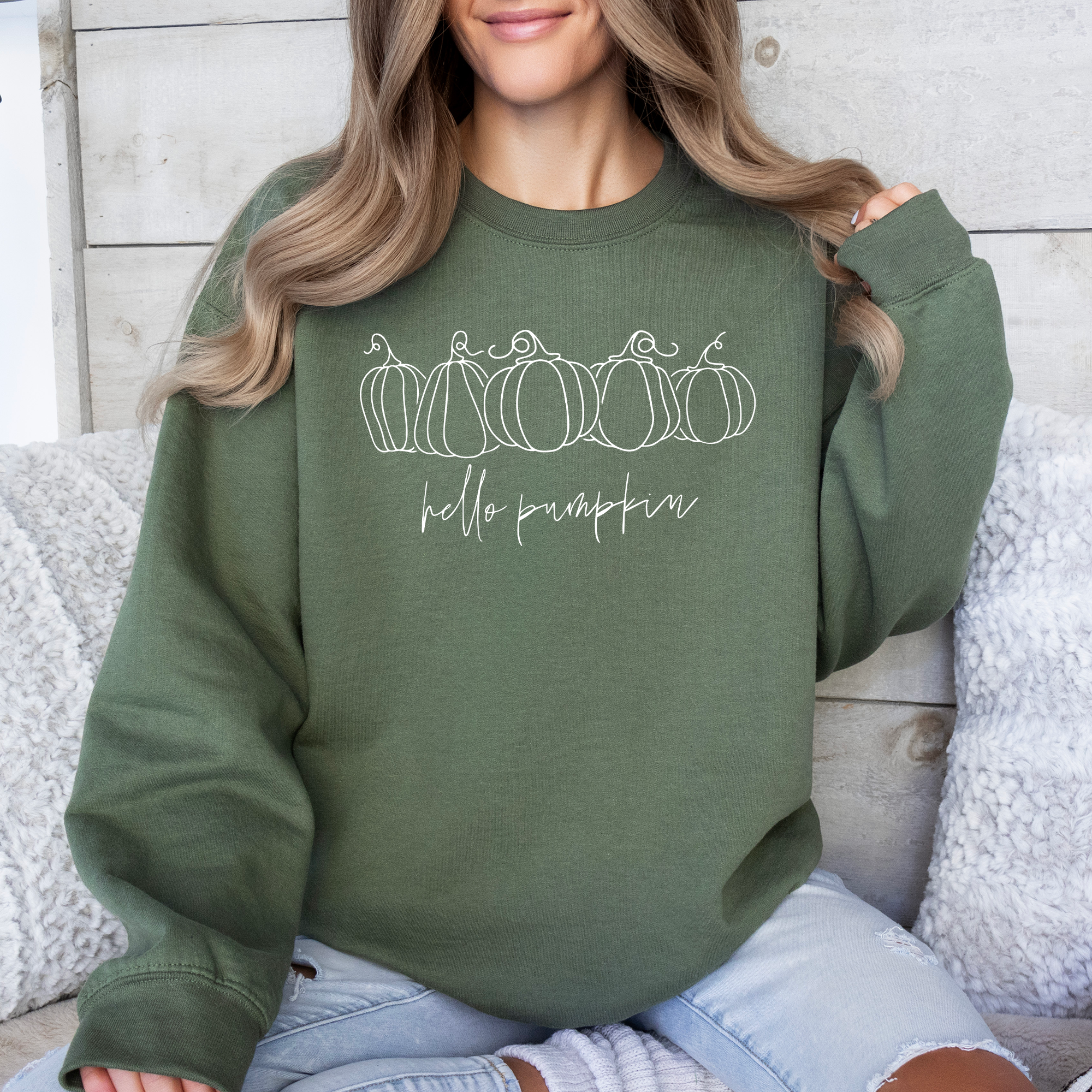 Hello Pumpkin Minimalist Thanksgiving Autumn Cozy Warm Soft Everyday Wear Stay Comfortable Sweatshirt