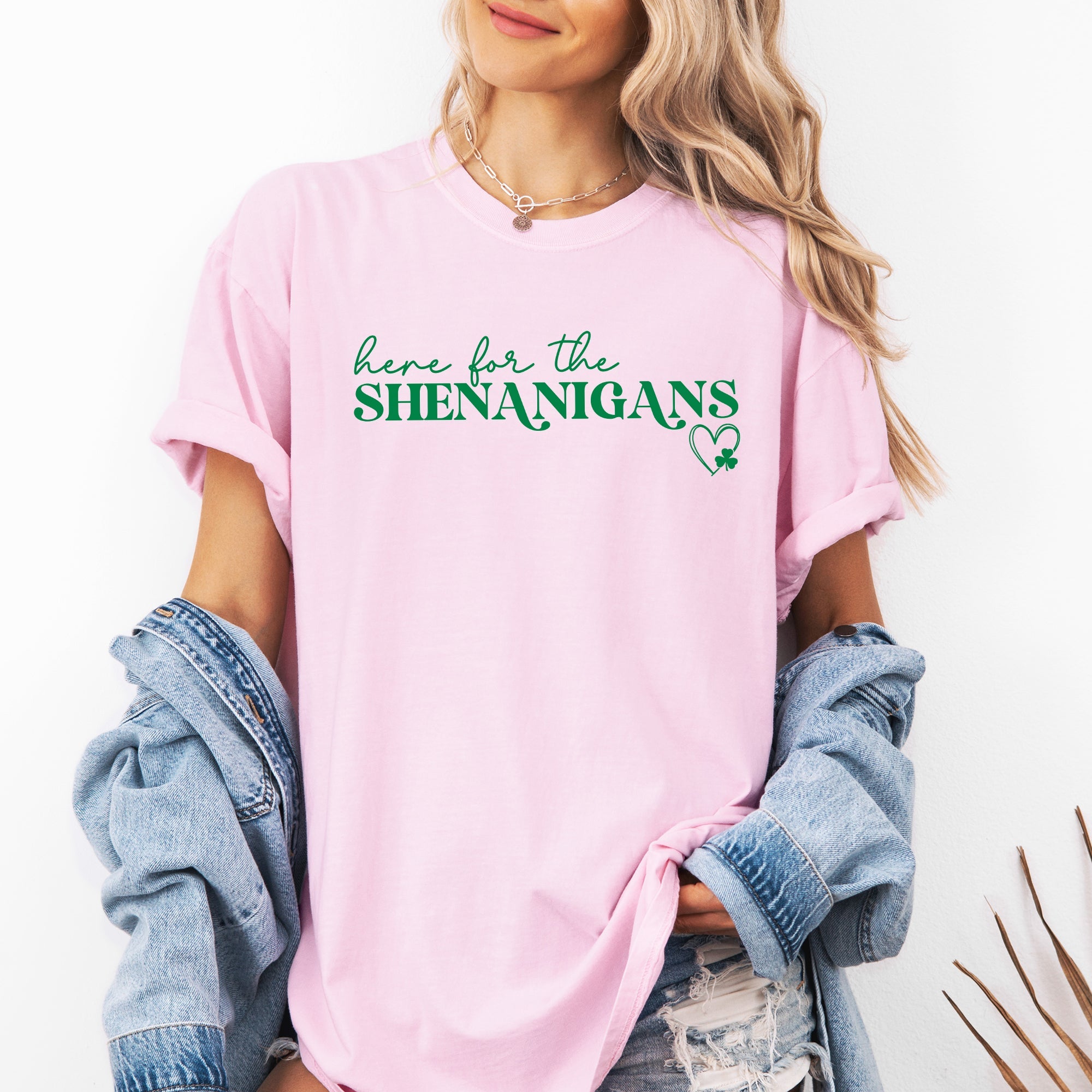 Here For The Shenanigans Irish St Patrick's Day Party Lucky Vintage Comfort Colors Tee