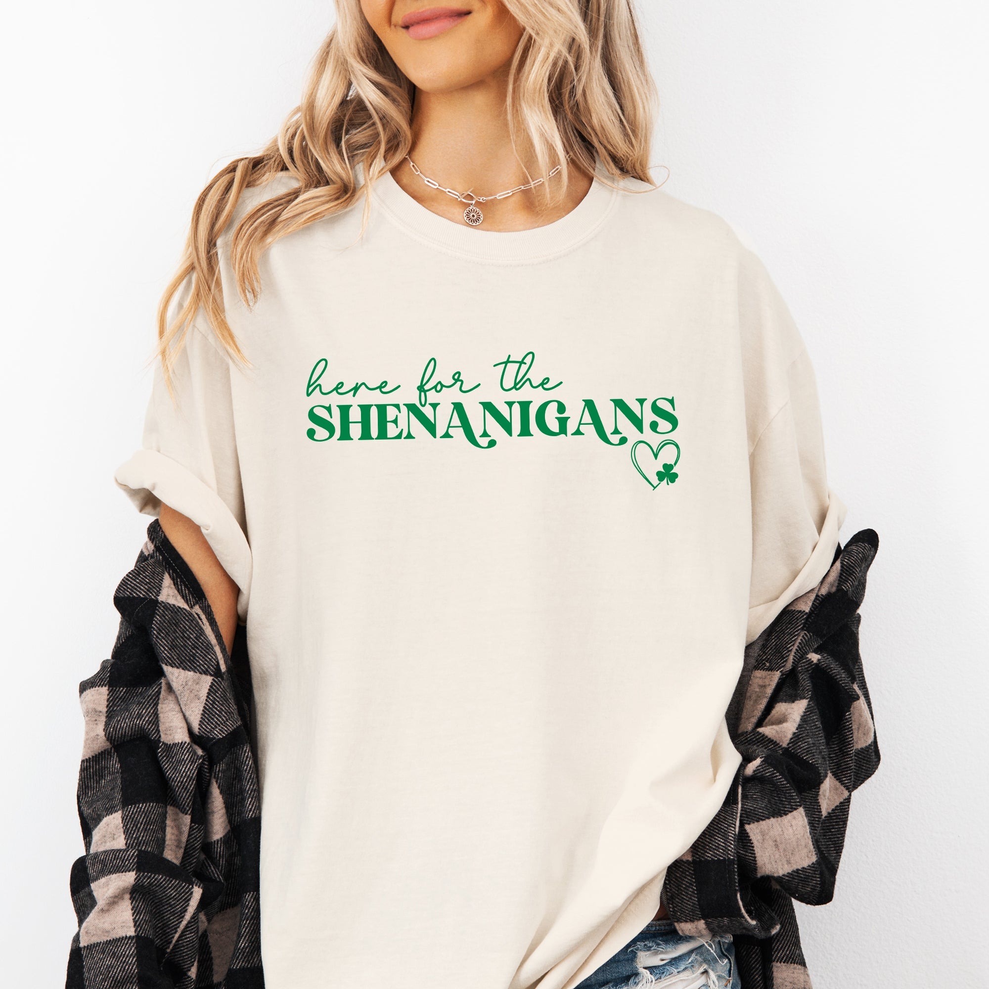Here For The Shenanigans Irish St Patrick's Day Party Lucky Vintage Comfort Colors Tee