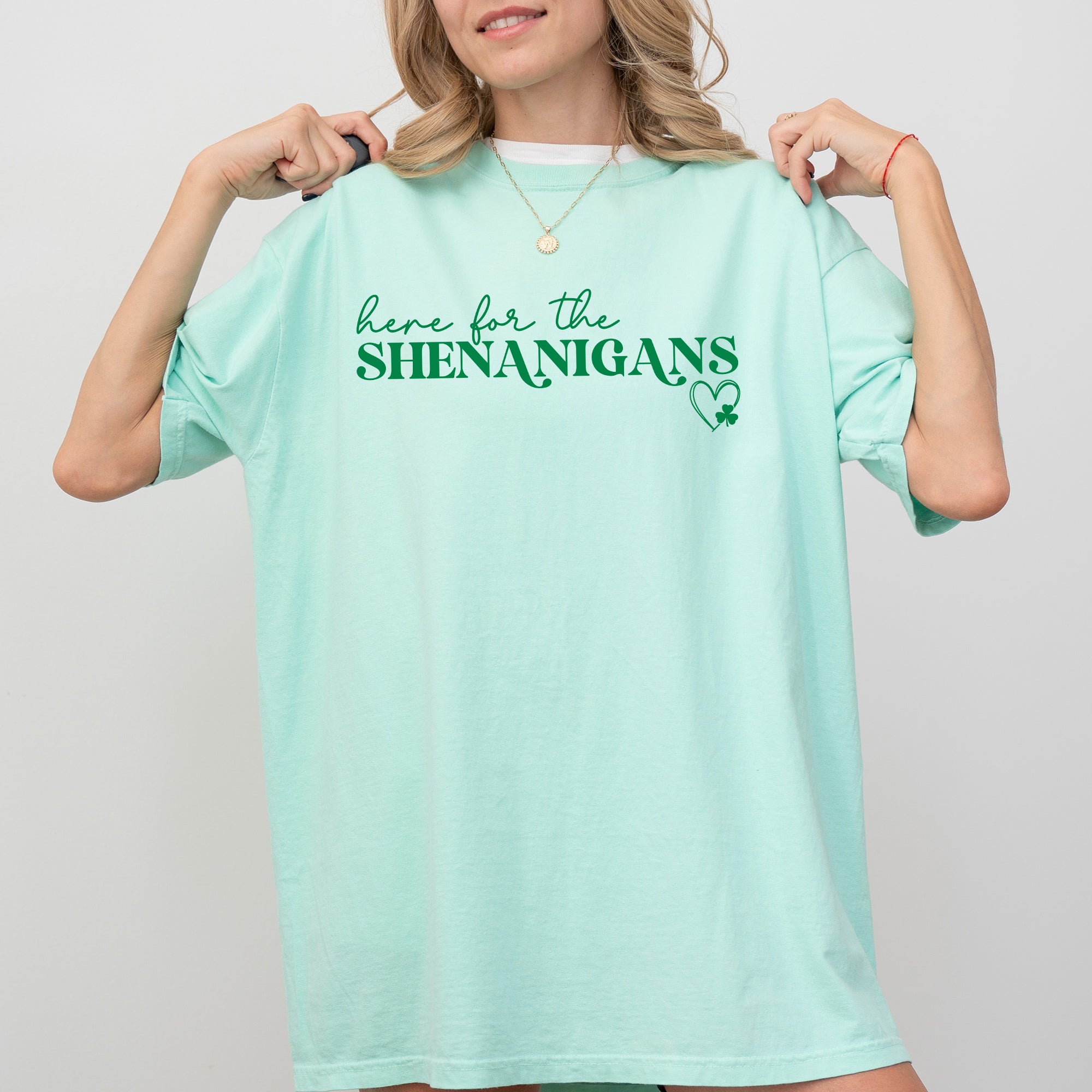 Here For The Shenanigans Irish St Patrick's Day Party Lucky Vintage Comfort Colors Tee