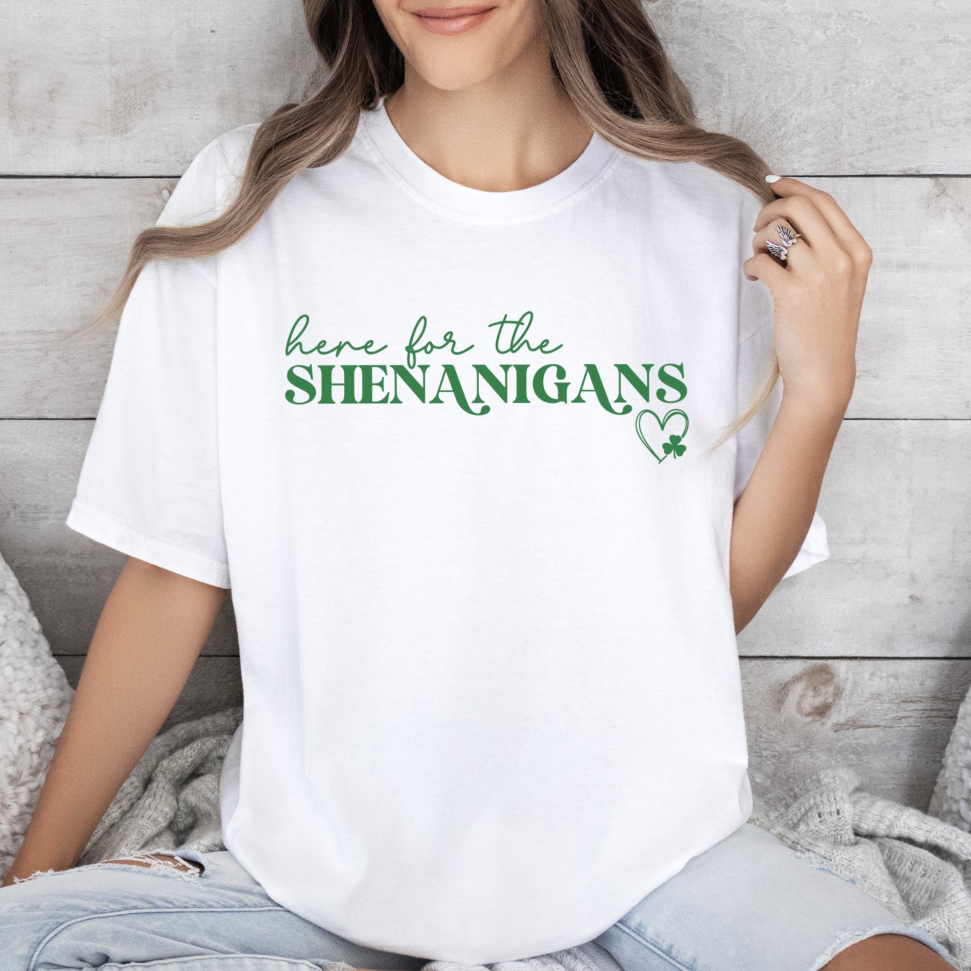Here For The Shenanigans Irish St Patrick's Day Party Lucky Vintage Comfort Colors Tee