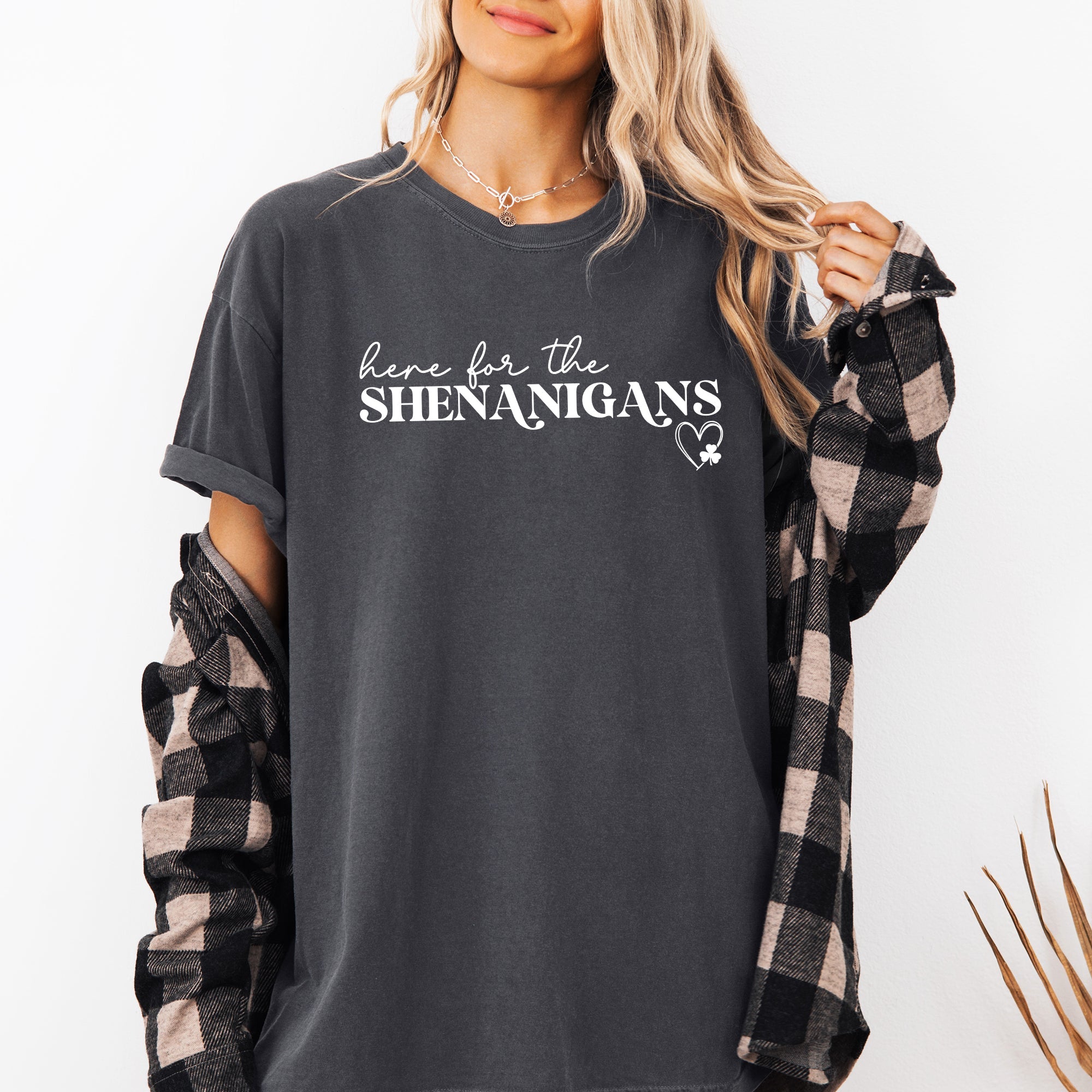 Here For The Shenanigans Irish St Patrick's Day Party Lucky Vintage Comfort Colors Tee