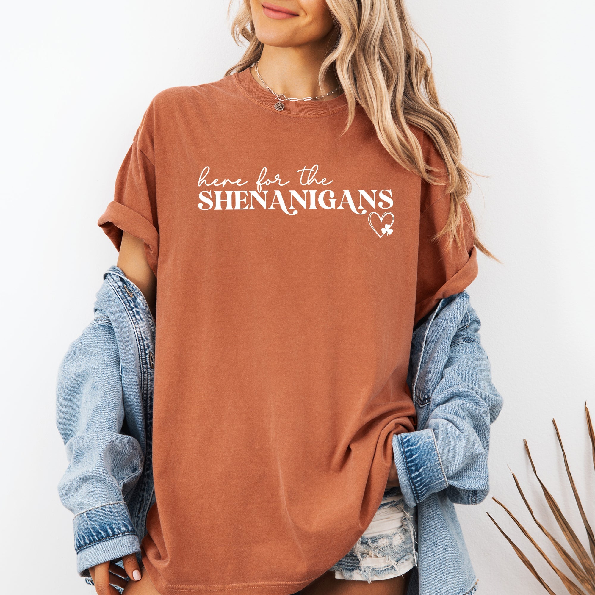 Here For The Shenanigans Irish St Patrick's Day Party Lucky Vintage Comfort Colors Tee