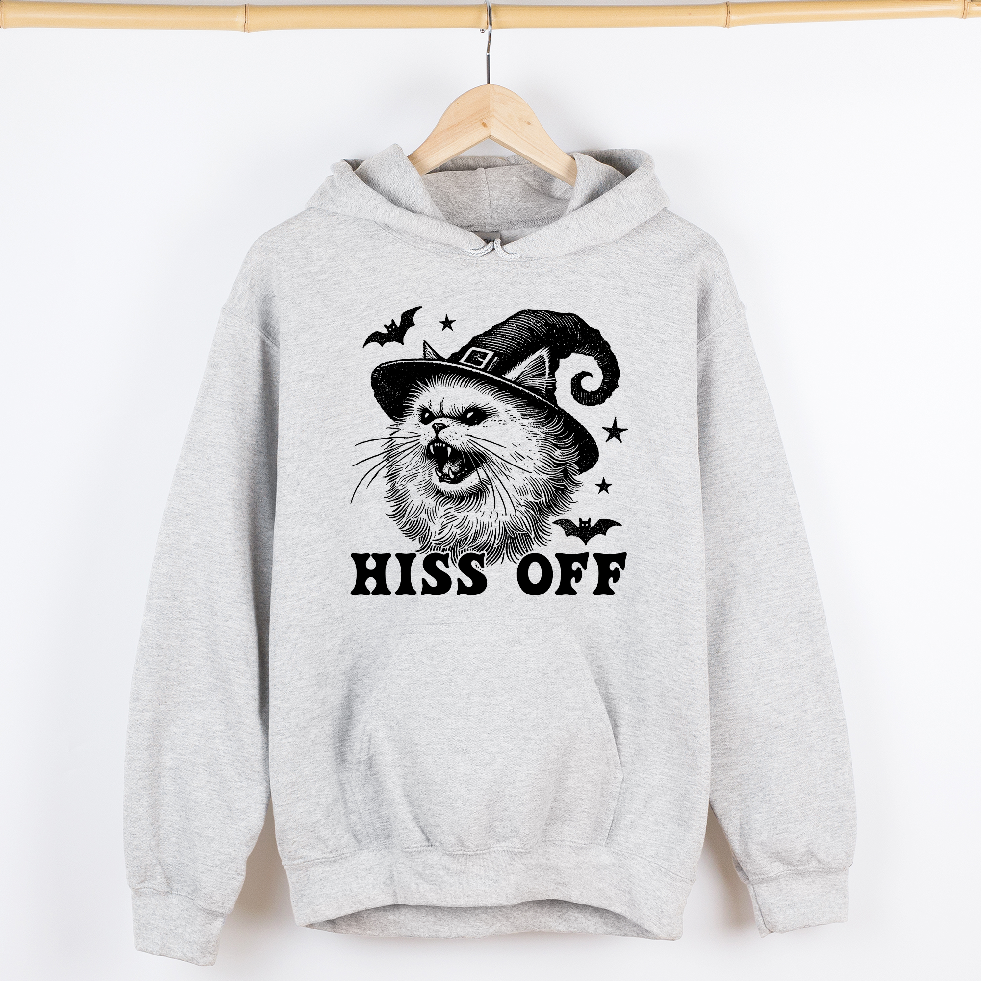 Hiss Off Cat Halloween Witch Vintage Edition Boldly Spooky Collector's Favorite Graphic Hoodie