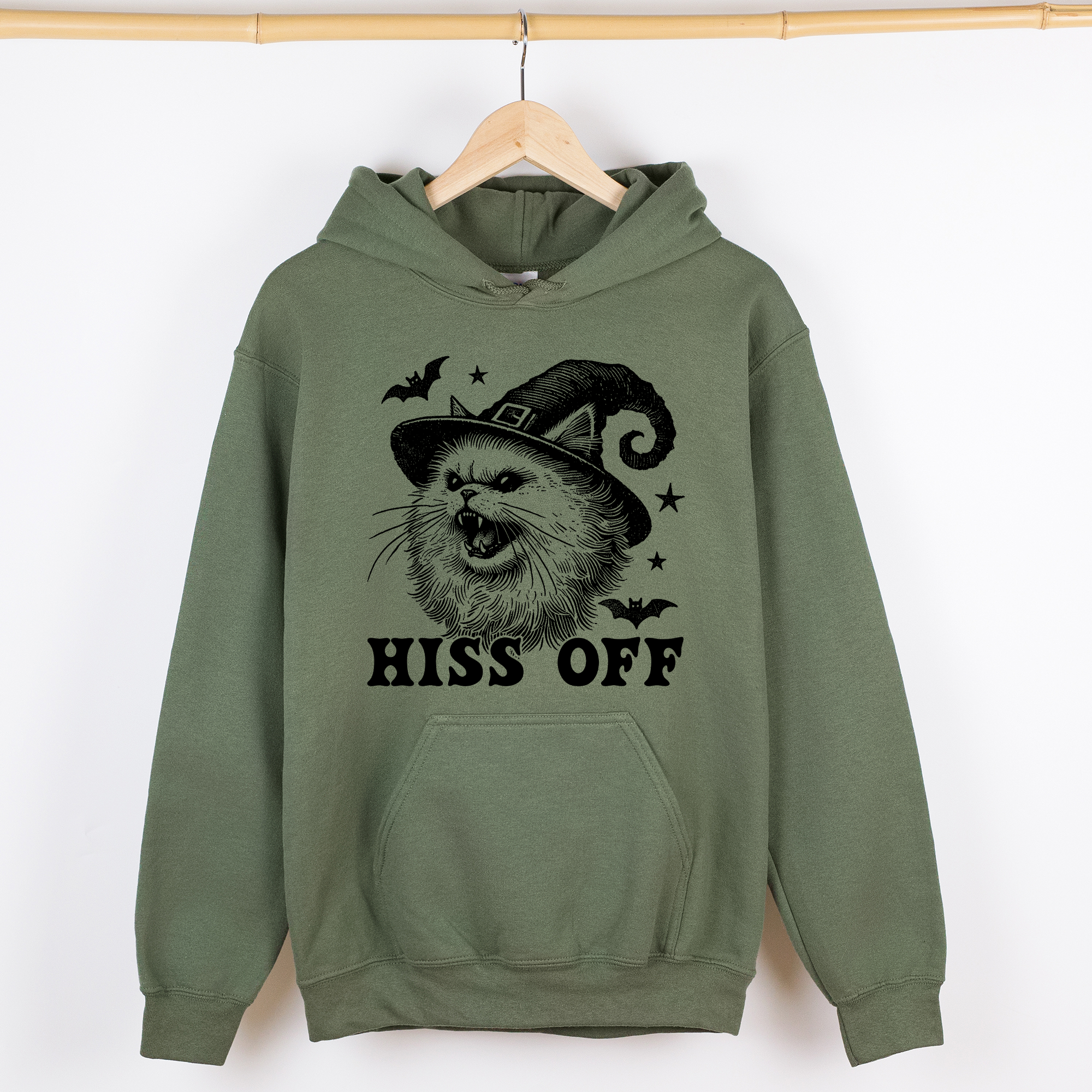 Hiss Off Cat Halloween Witch Vintage Edition Boldly Spooky Collector's Favorite Graphic Hoodie