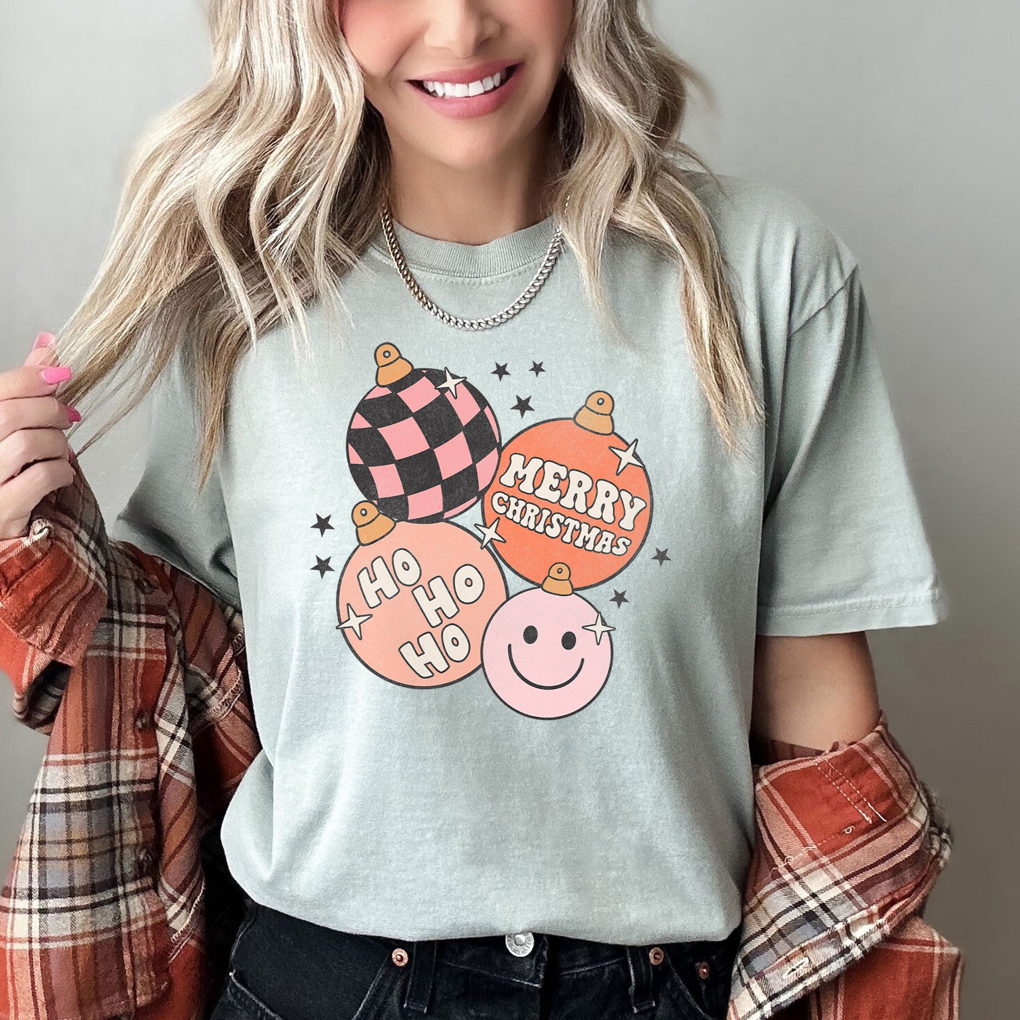 Ho Ho Ho Merry Christmas Retro Vintage Hippie Holiday Decor Collectible Comfort Colors Tee