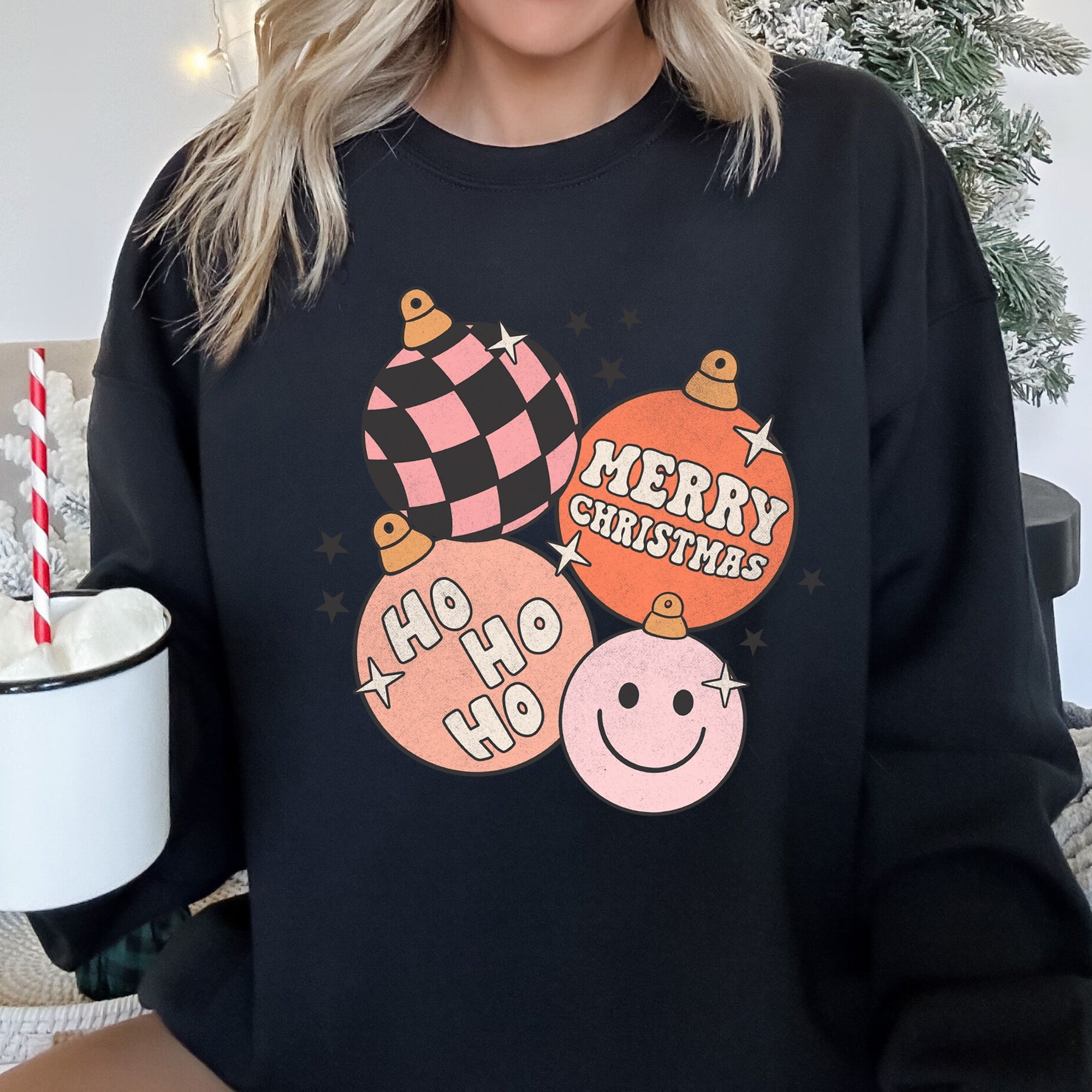 Ho Ho Ho Merry Christmas Retro Vintage Holiday Cheer Edition Deluxe Graphic Sweatshirt