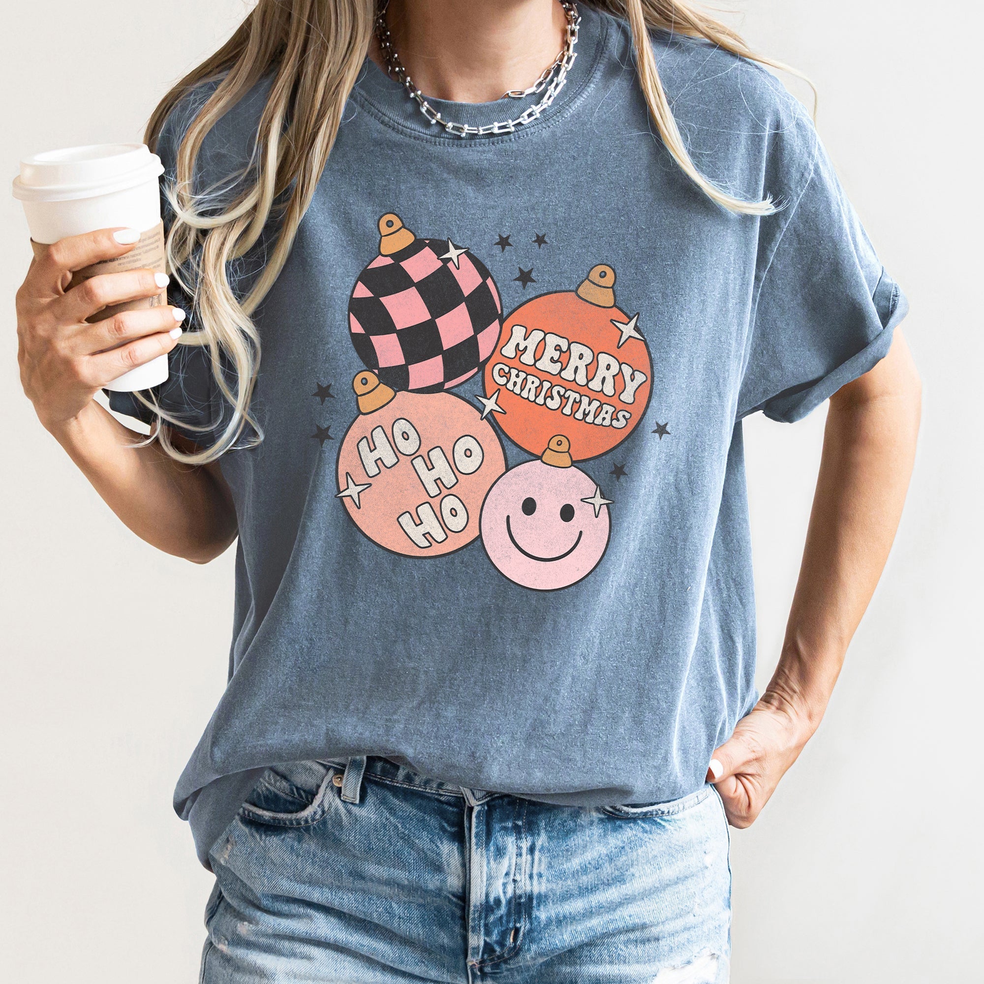 Ho Ho Ho Merry Christmas Retro Vintage Hippie Holiday Decor Collectible Comfort Colors Tee