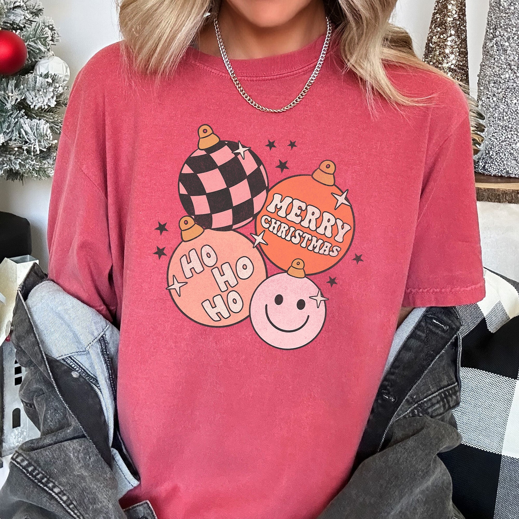 Ho Ho Ho Merry Christmas Retro Vintage Hippie Holiday Decor Collectible Comfort Colors Tee