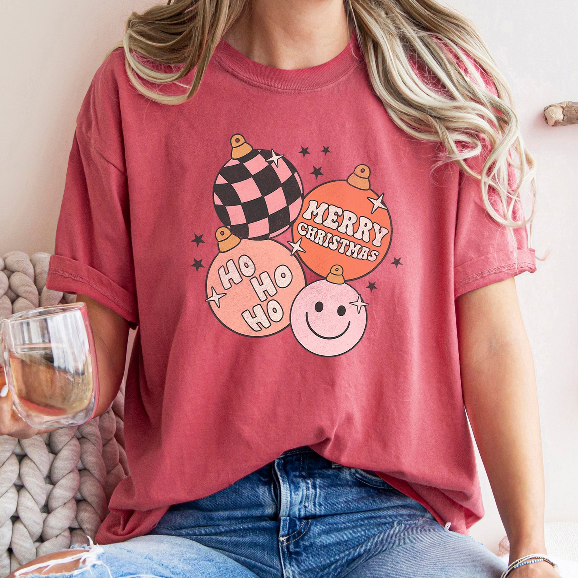 Ho Ho Ho Merry Christmas Retro Vintage Hippie Holiday Decor Collectible Comfort Colors Tee