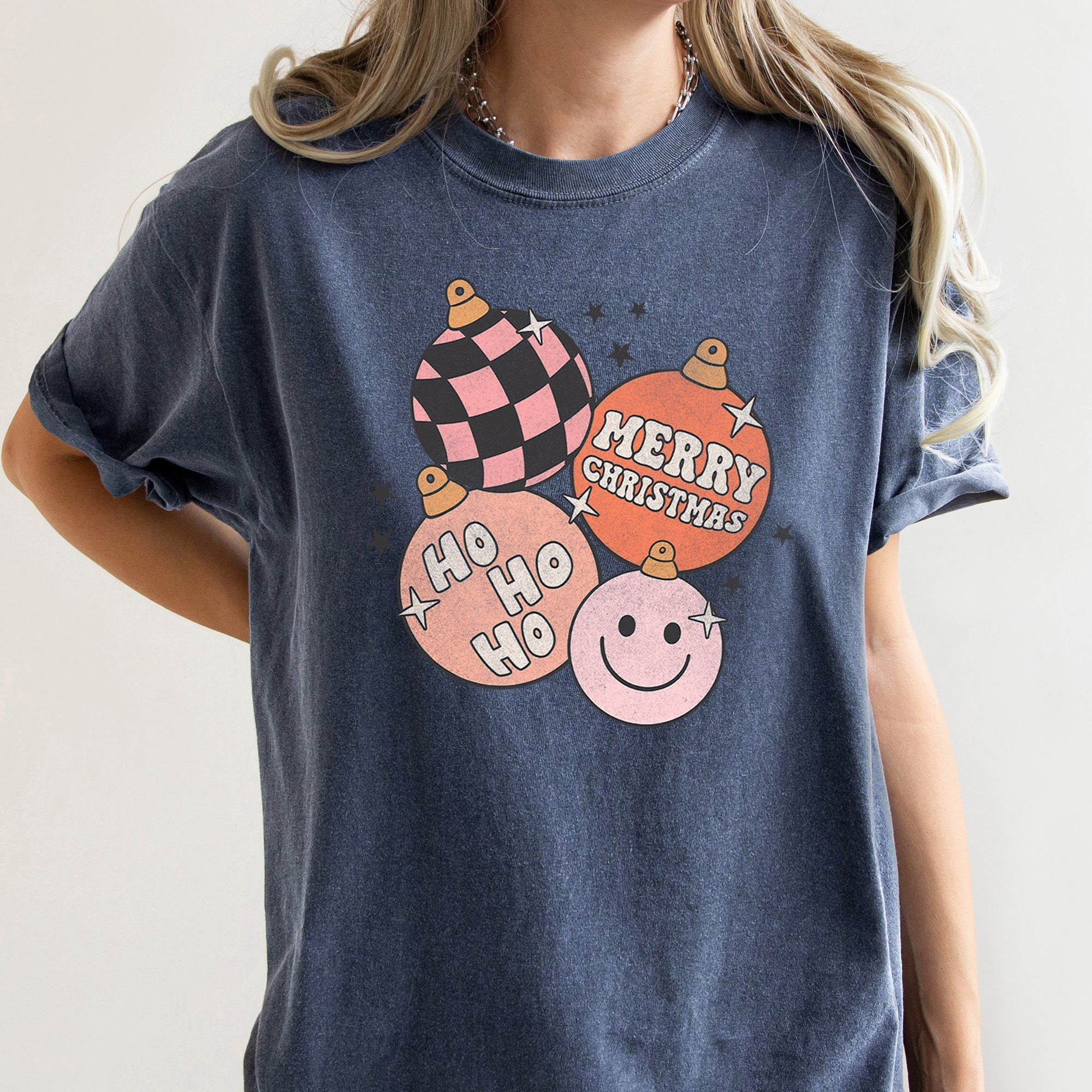 Ho Ho Ho Merry Christmas Retro Vintage Hippie Holiday Decor Collectible Comfort Colors Tee