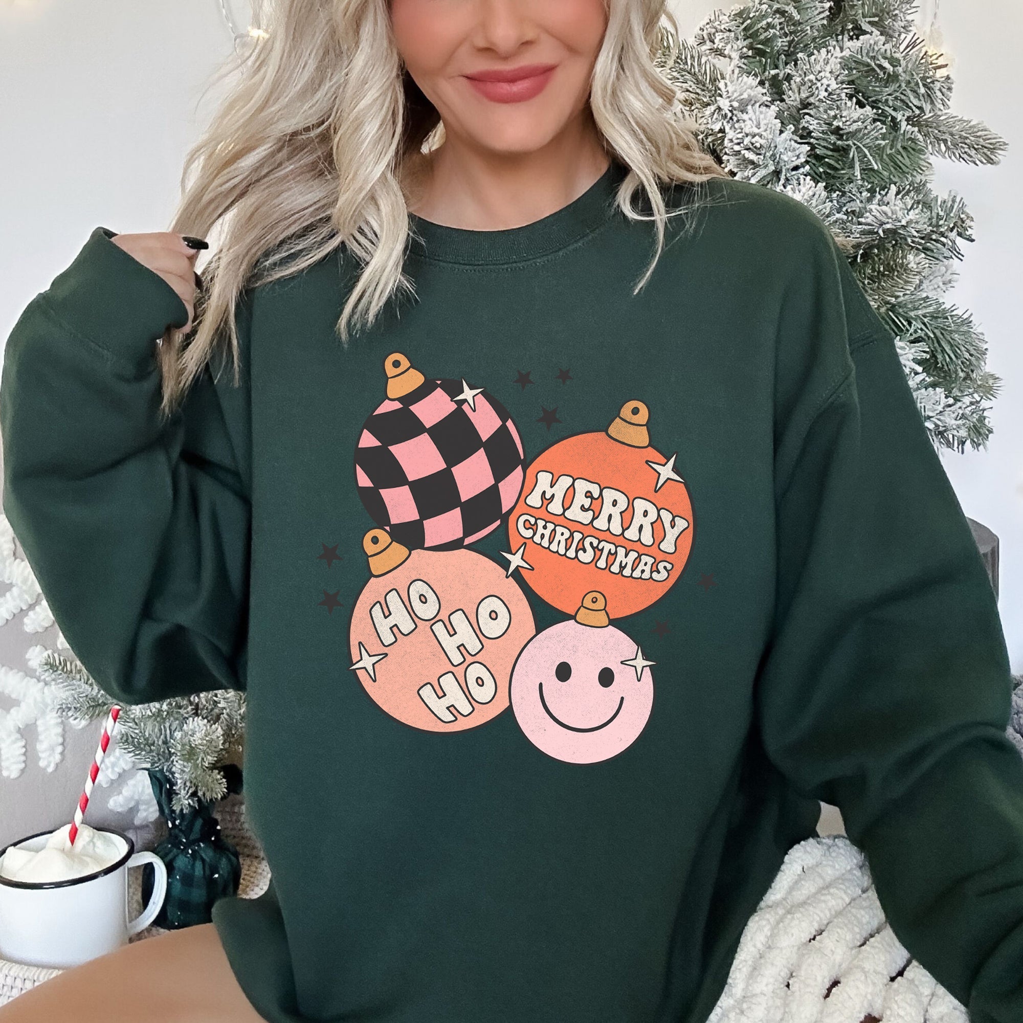 Ho Ho Ho Merry Christmas Retro Vintage Holiday Cheer Edition Deluxe Graphic Sweatshirt