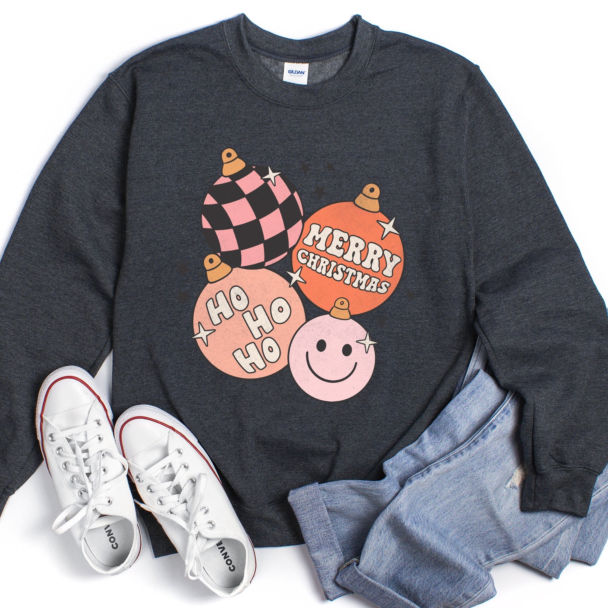 Ho Ho Ho Merry Christmas Retro Vintage Holiday Cheer Edition Deluxe Graphic Sweatshirt