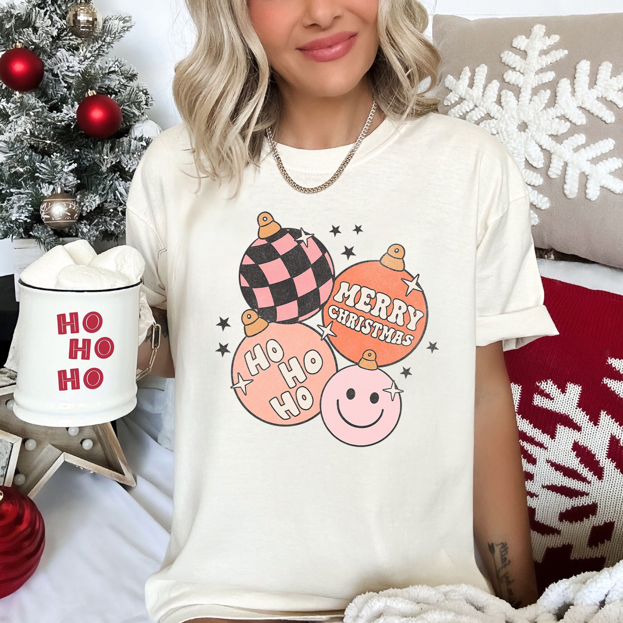 Ho Ho Ho Merry Christmas Retro Vintage Hippie Holiday Decor Collectible Comfort Colors Tee