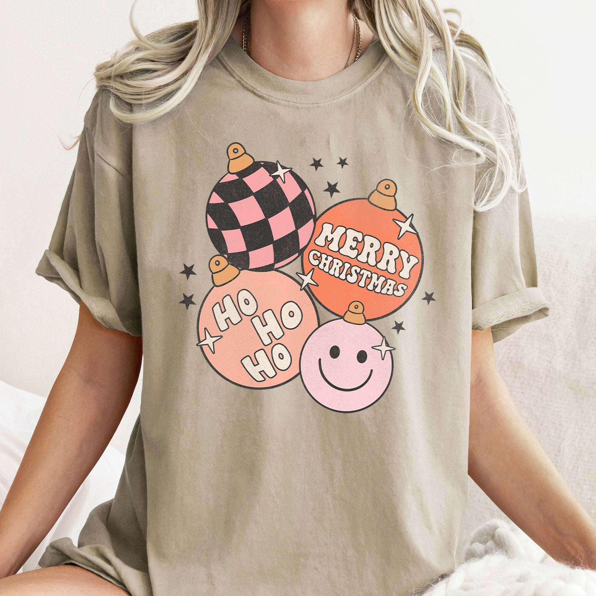 Ho Ho Ho Merry Christmas Retro Vintage Hippie Holiday Decor Collectible Comfort Colors Tee