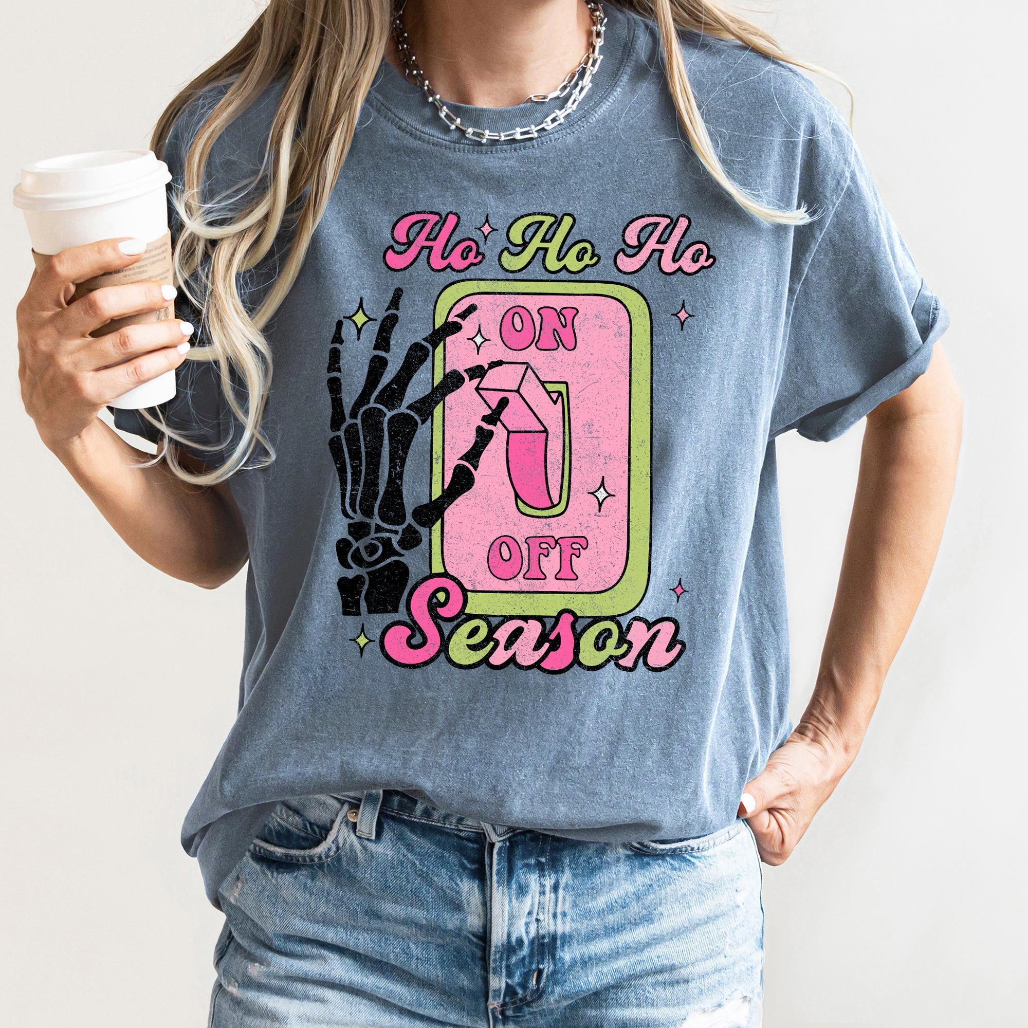 Ho Ho Ho Season Skeleton Light Switch Christmas Comfort Colors Tee