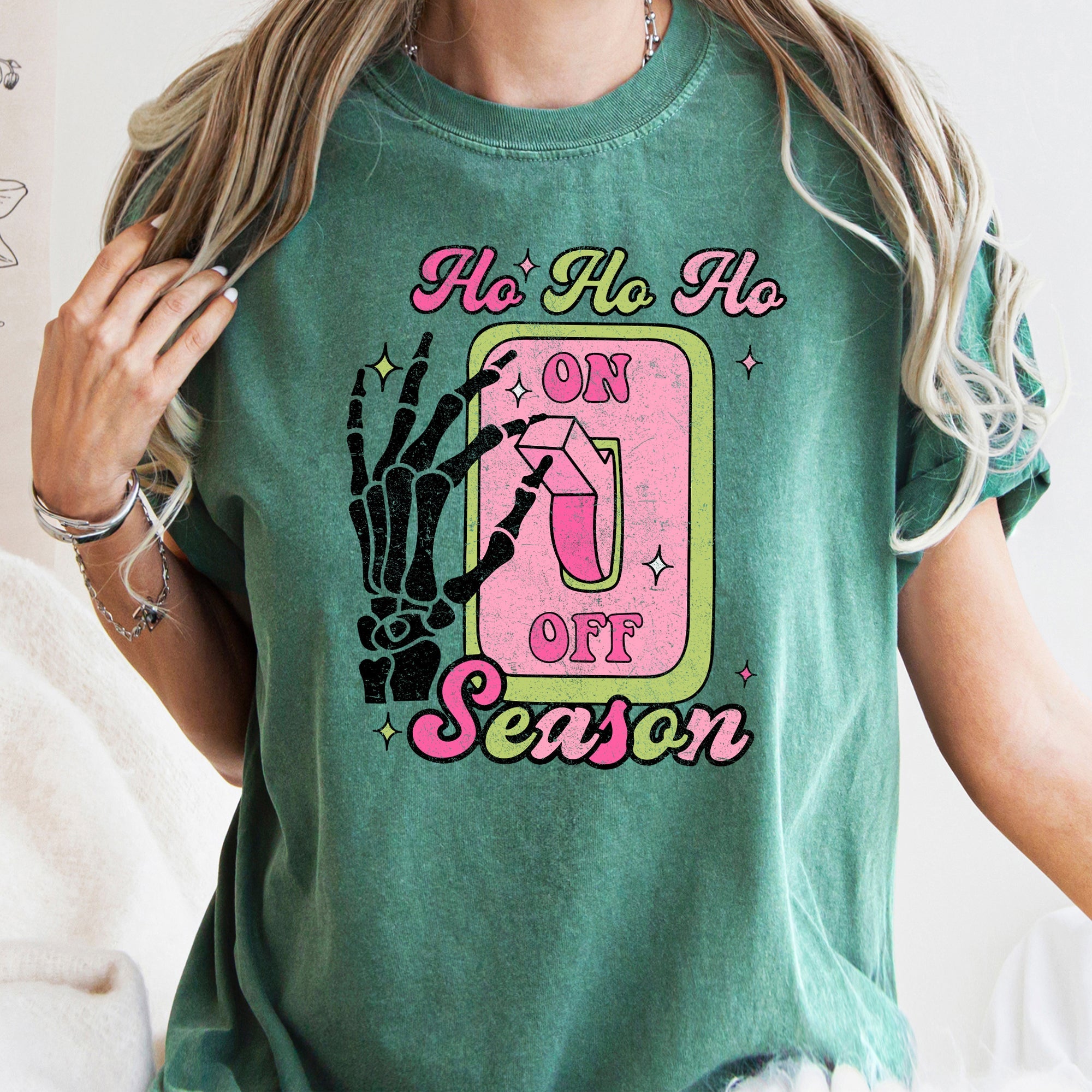 Ho Ho Ho Season Skeleton Light Switch Christmas Comfort Colors Tee