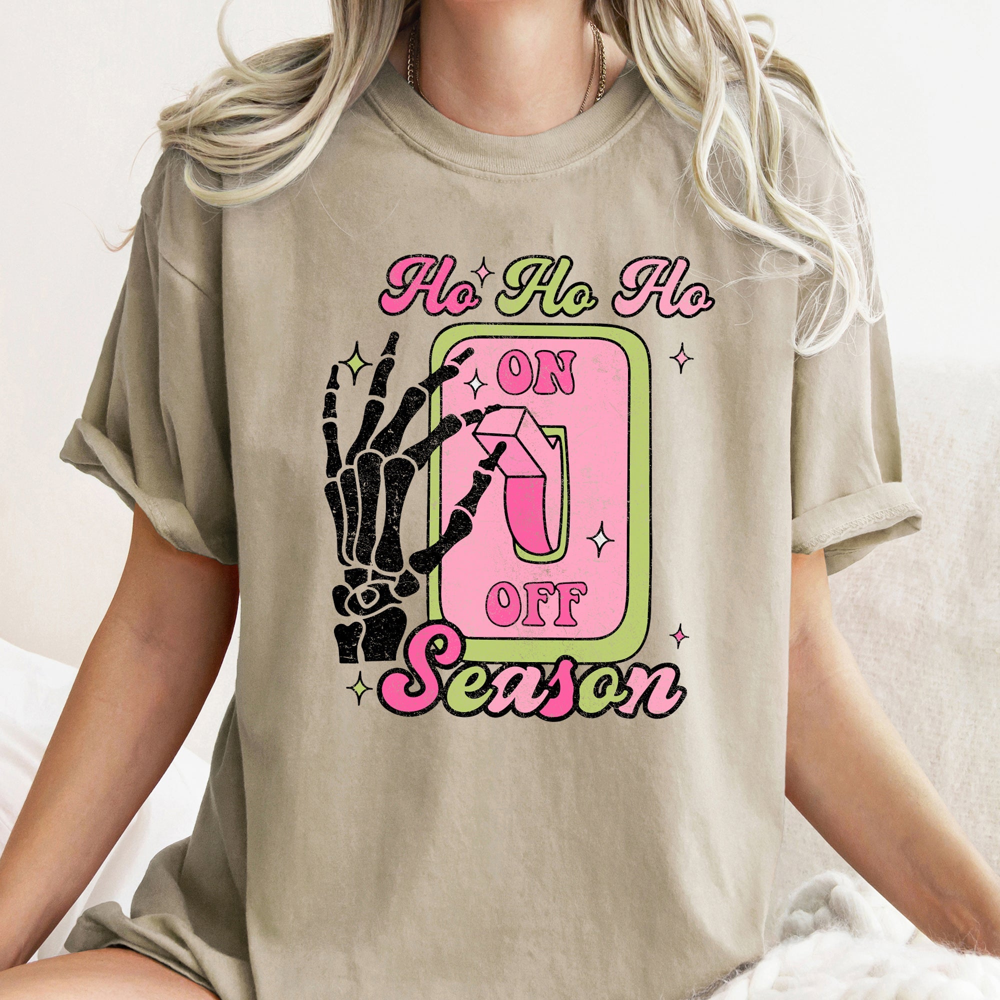 Ho Ho Ho Season Skeleton Light Switch Christmas Comfort Colors Tee