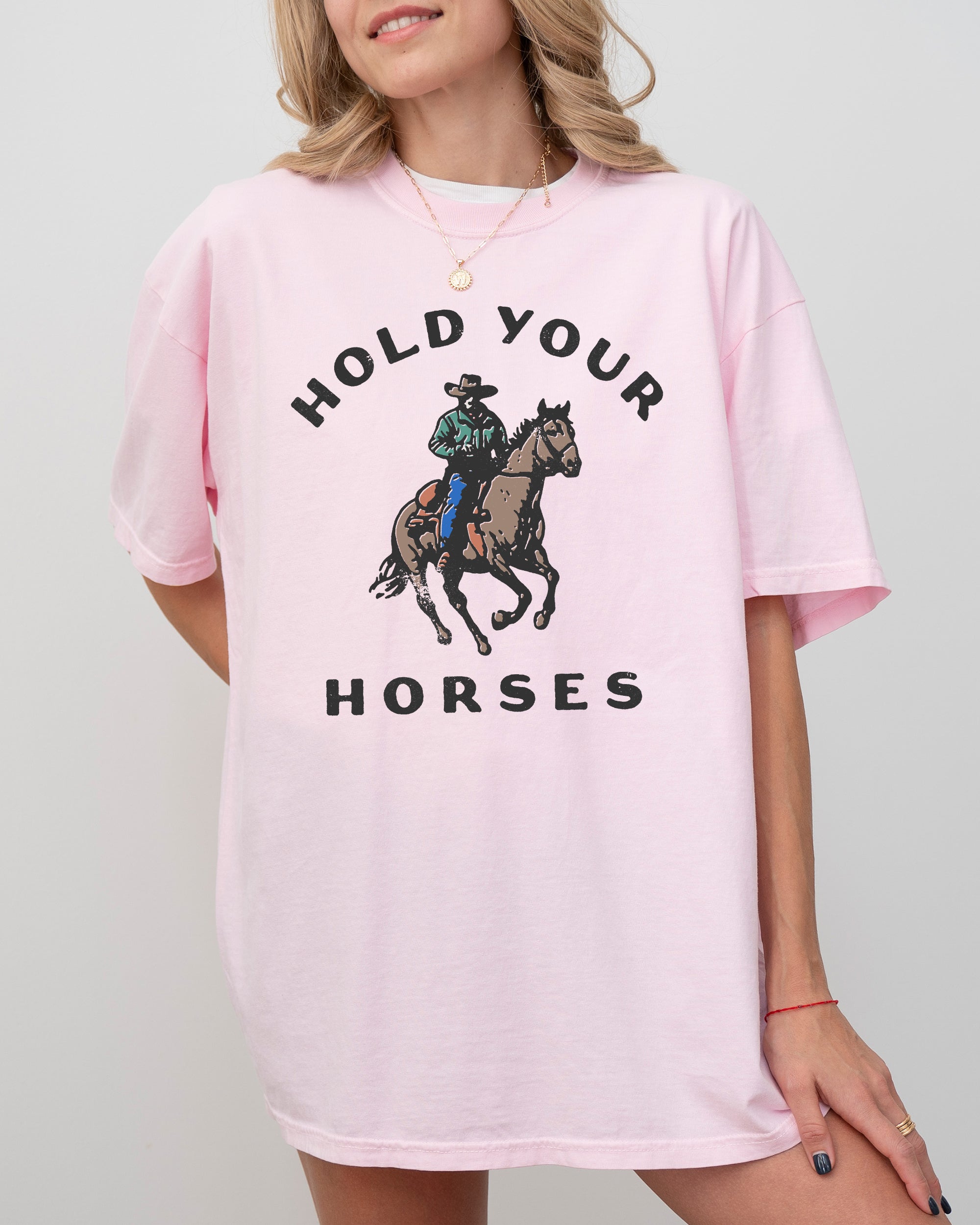 Hold Your Horses Retro Western Cowboy Country Vintage Poster Art Graphic Comfort Colors Tee