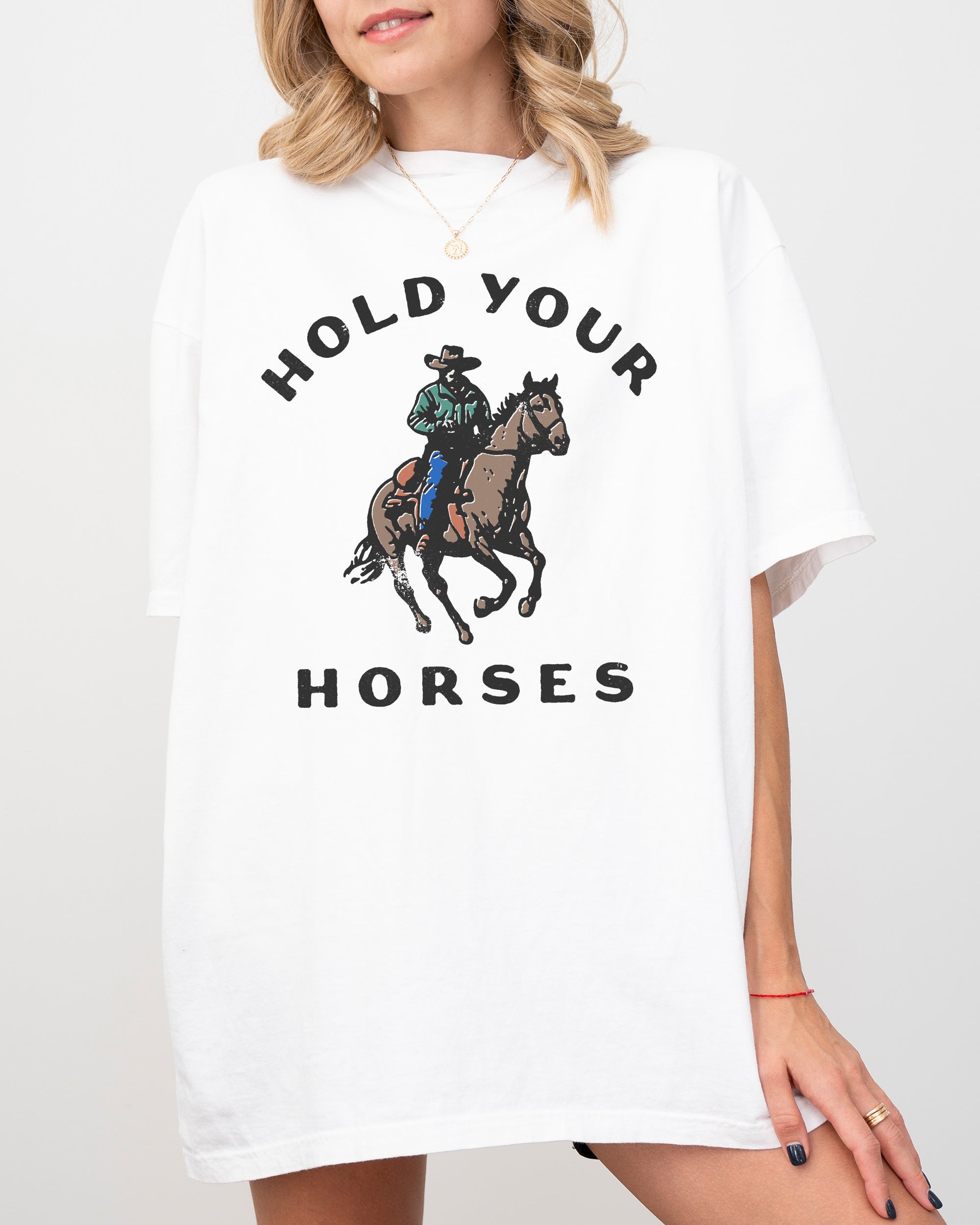 Hold Your Horses Retro Western Cowboy Country Vintage Poster Art Graphic Comfort Colors Tee