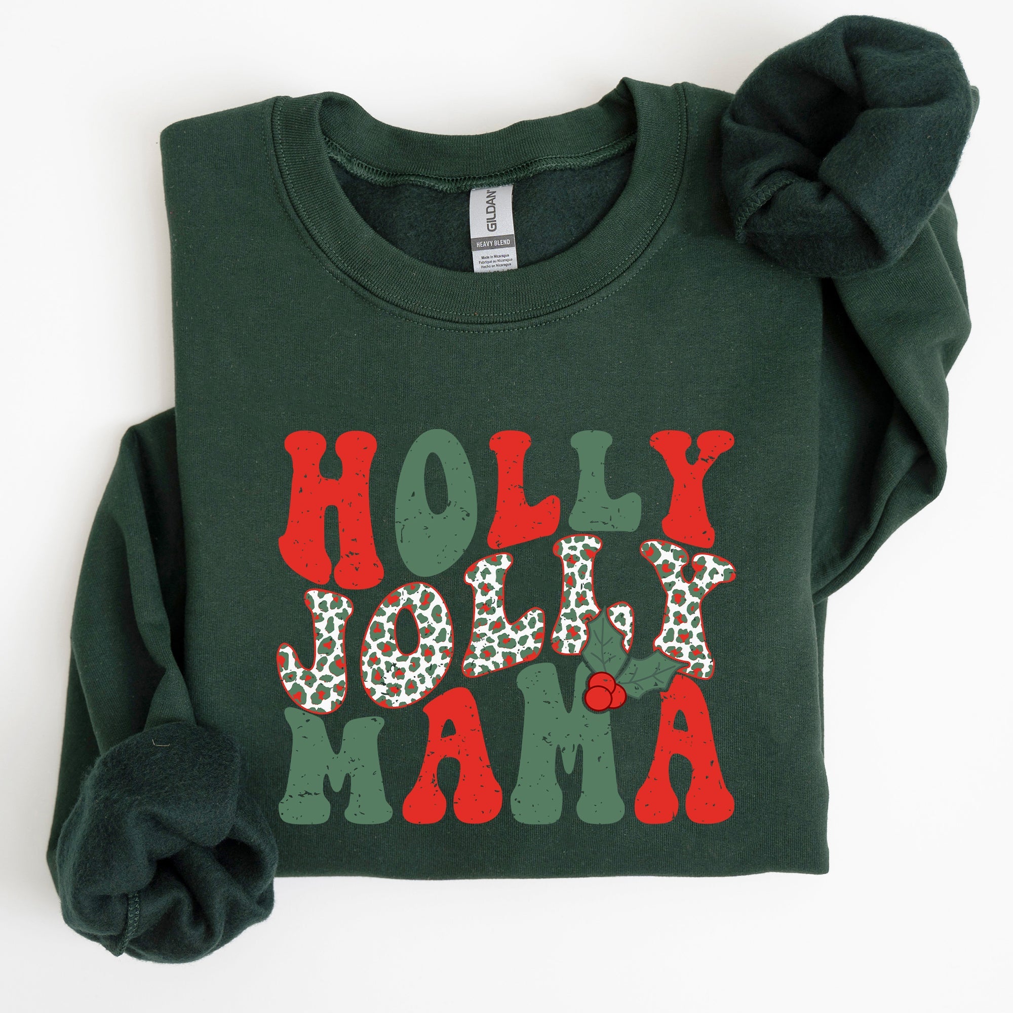 Holly Jolly Mama Christmas Winter Santa Xmas Cozy Holiday Family Gatherings Festive Cheer Sweatshirt