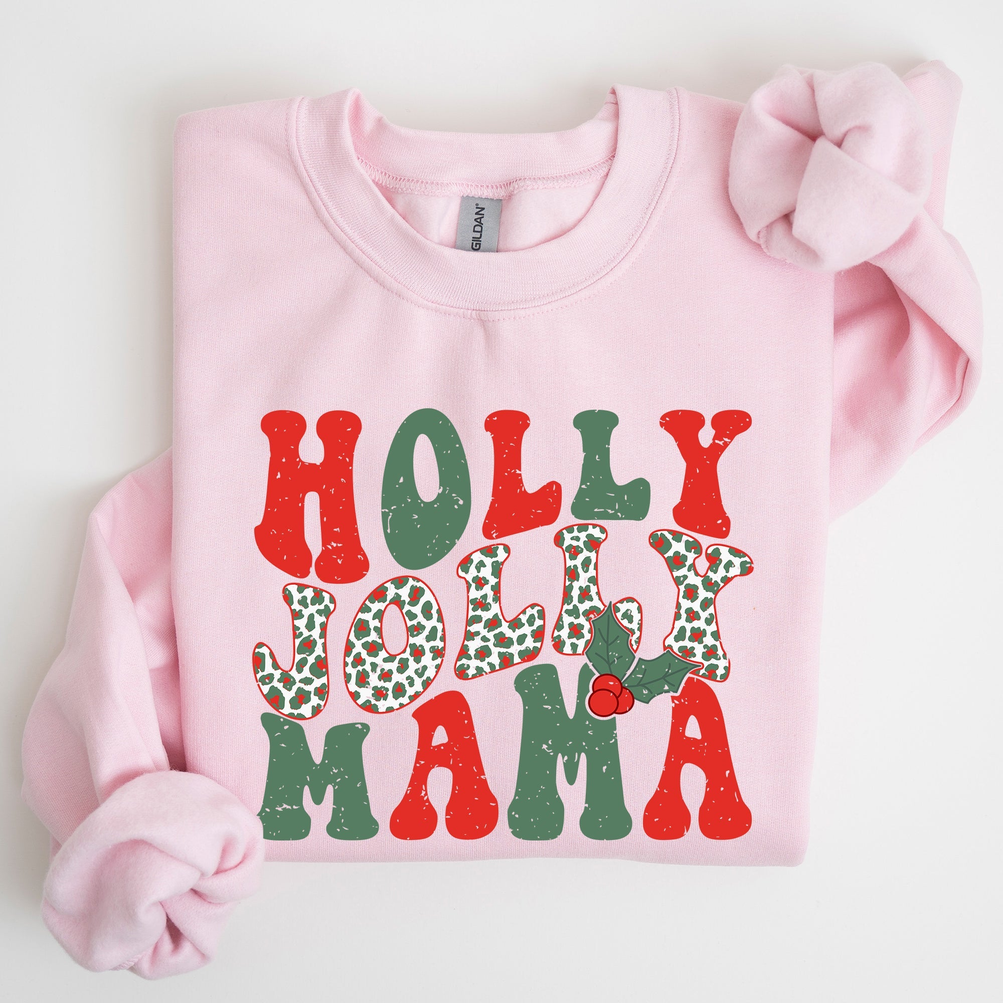 Holly Jolly Mama Christmas Winter Santa Xmas Cozy Holiday Family Gatherings Festive Cheer Sweatshirt