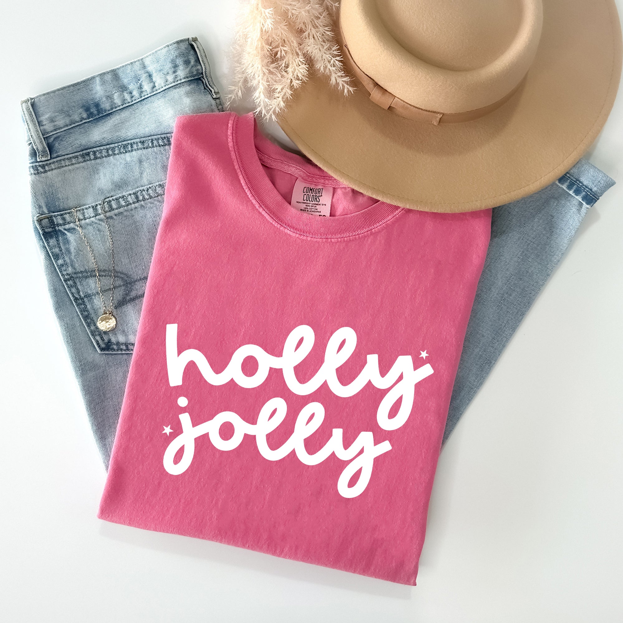 Holly Jolly Retro Christmas Classic Winter Santa Xmas Holiday Cheer Comfort Colors Tee
